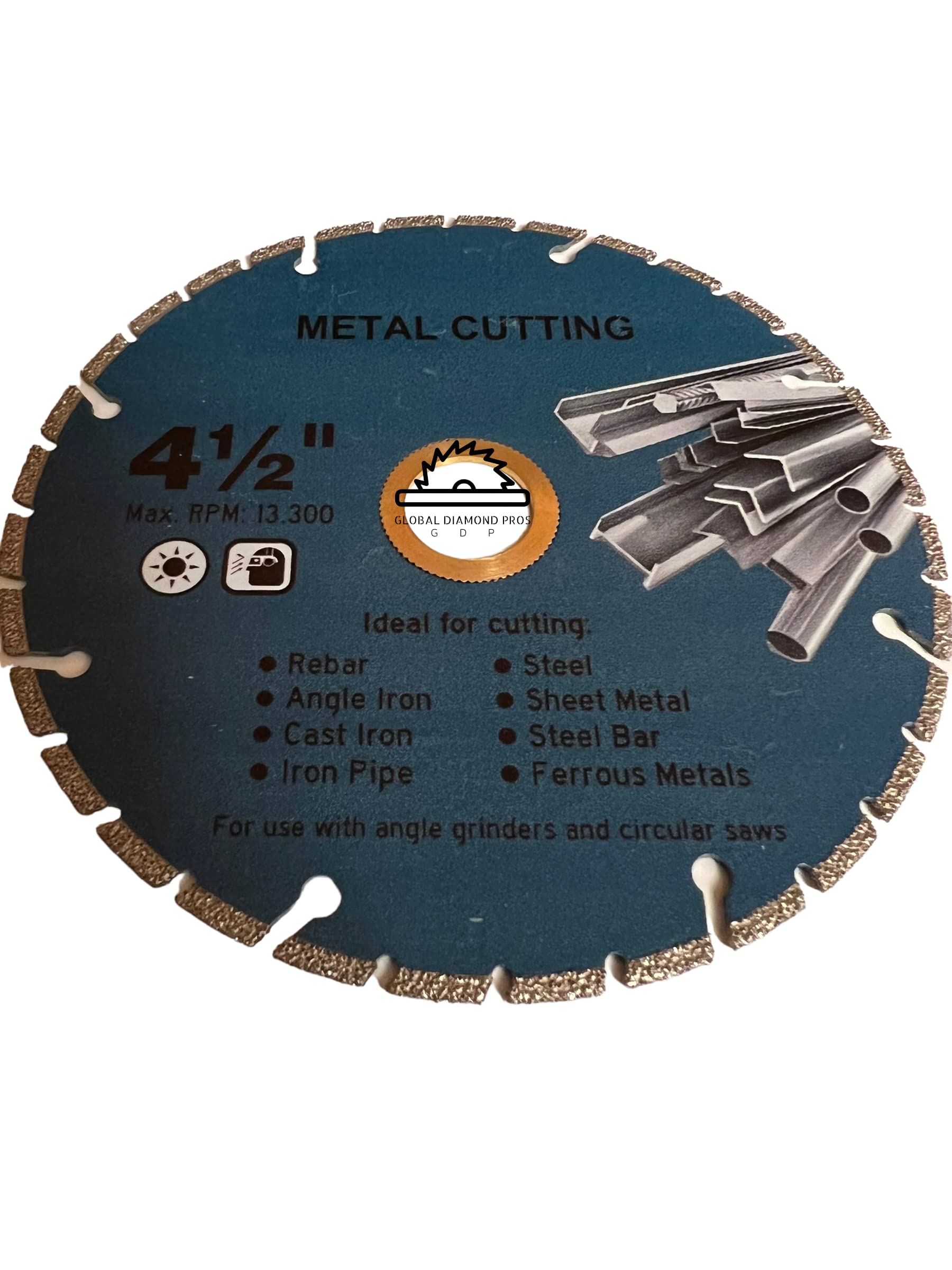 4.5 Inch Diamond Metal Cutting Blade for Angle Grinder - Cuts Rebar, Piping, Cast Iron, Steel & Ferrous Metals | Perfect for Construction, Metal Fabrication & DIY Projects