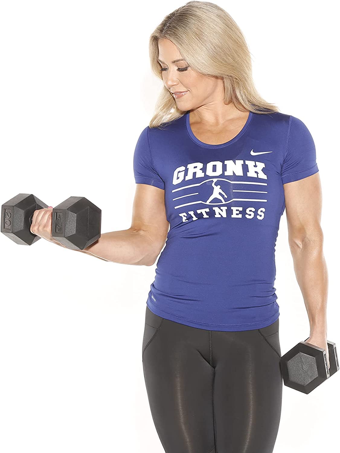Gronk Fitness Rubber Hex Dumbbell Set (5-70 lbs) - Rubber Coated Cast Iron Weights with Chrome Handles for Home Gym & Strength Training | Workout Equipment for Men & Women | Perfect for CrossFit, Weight Lifting & Full-Body Exercises