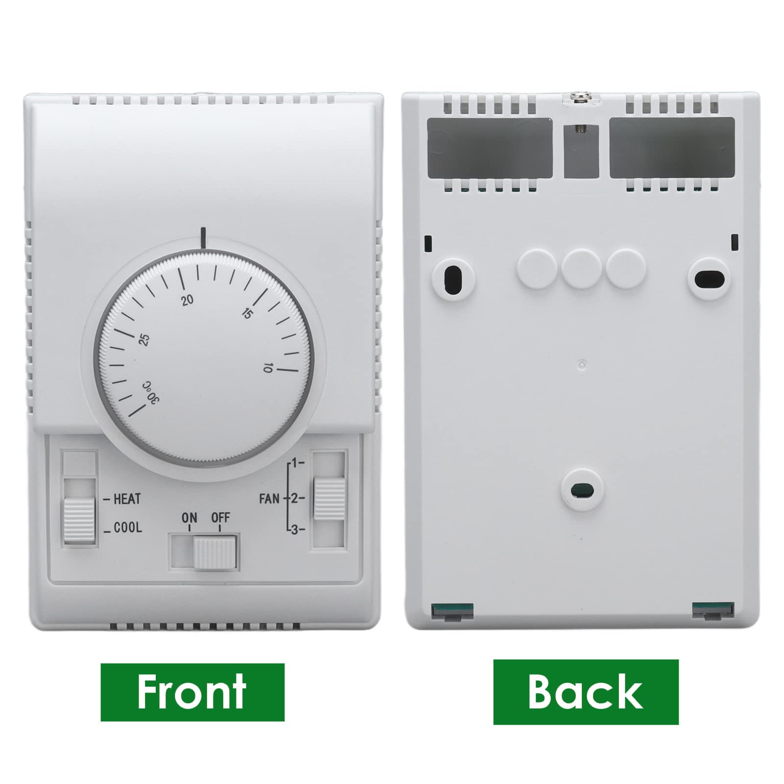 Non-Programmable Mechanical Thermostat for Central Heating & AC - Wall Mounted Heat/Cool Temperature Control for Home & Office
