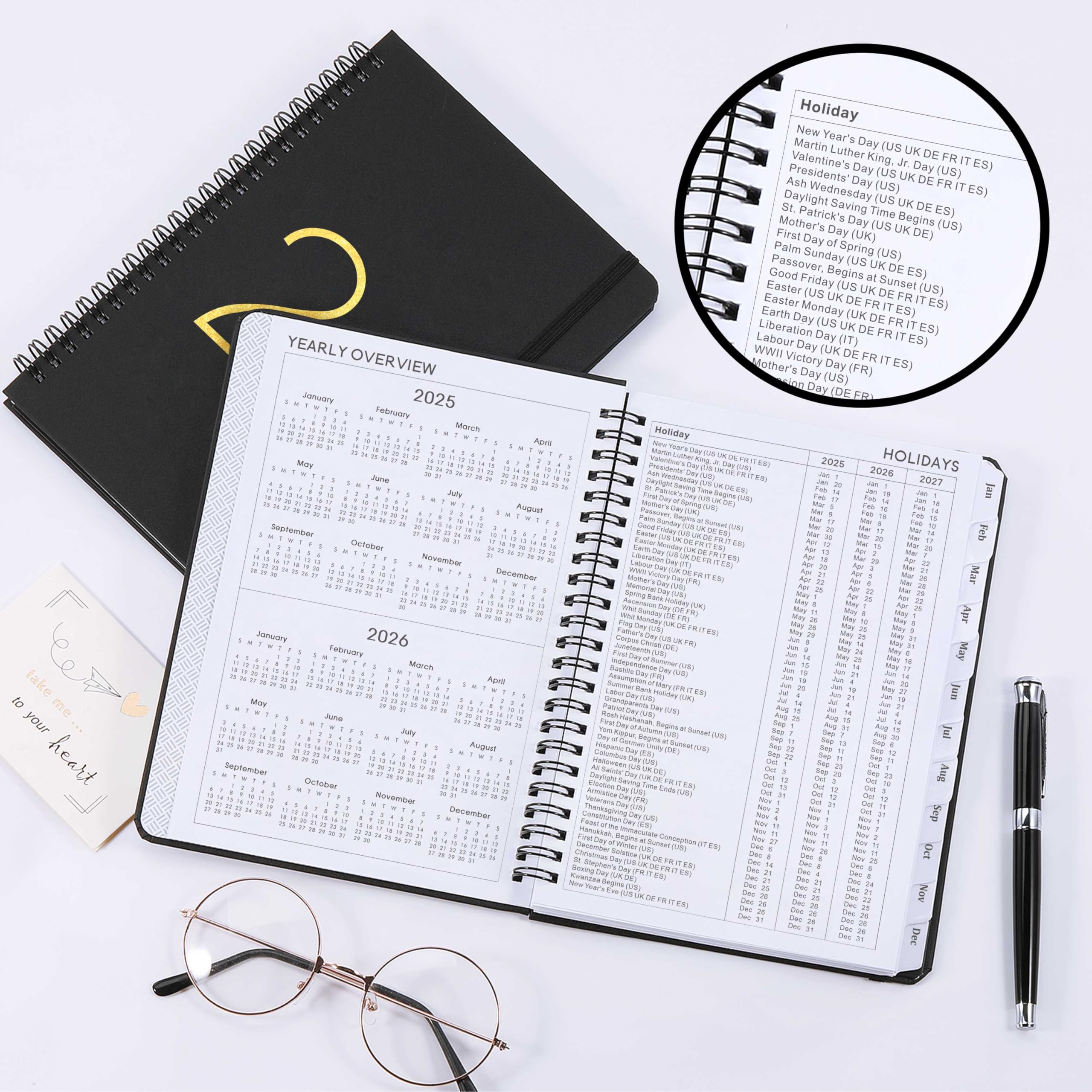 2025 Weekly & Monthly Planner - Jan 2025 to Dec 2025 Calendar Organizer with Tabs, Inner Pocket, 6.4