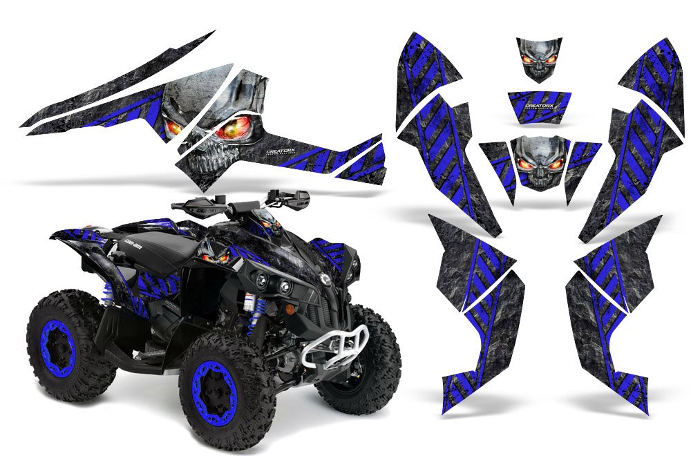 Can-Am Renegade Graphics Kit - High-Quality Danger Zone Blue Decals & Stickers for ATV/UTV - Off-Road Adventure & Customization Upgrade