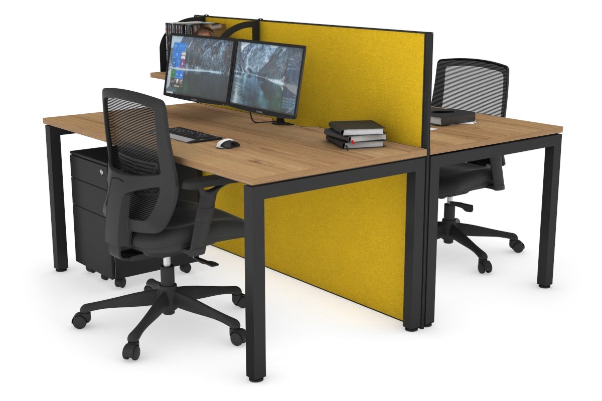 Horizon Quadro 2-Person Office Workstation Bench with Square Legs - 1400L x 800W Dimensions, Cable Management Scallop - Perfect for Shared Workspaces, Conference Rooms & Collaborative Office Environments