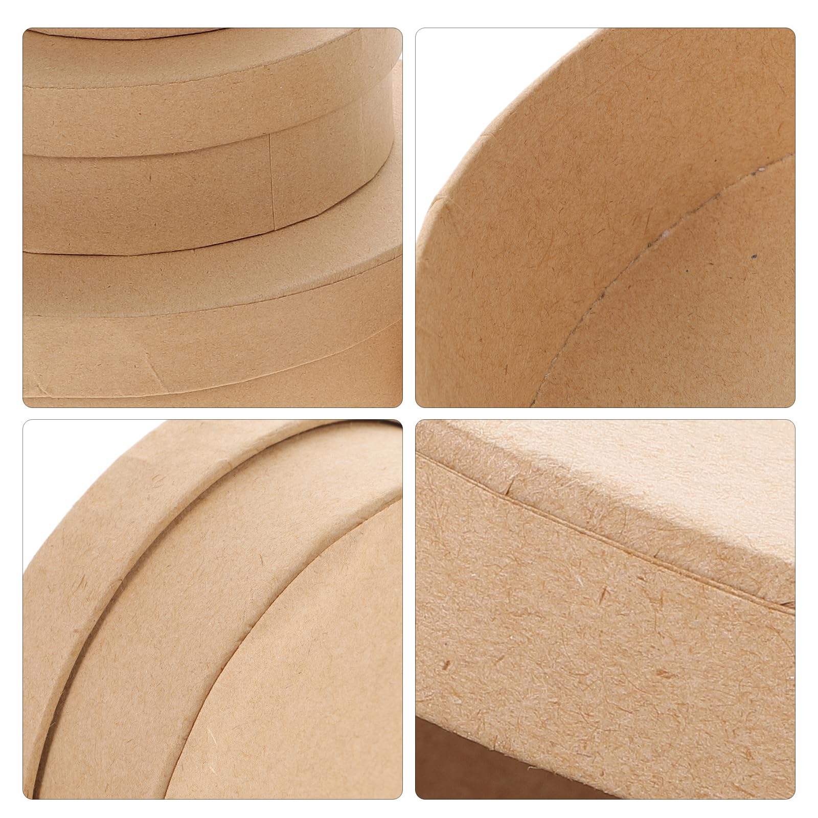 Round Kraft Paper Mache Storage Boxes with Lids - Set of 5 Sizes for Candy, Chocolate & Biscuit Packaging | Eco-Friendly Cardboard Craft Containers for Gifts, Parties & Home Organization