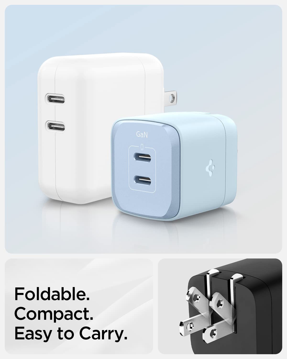 Spigen GaN III 352 35W Dual USB C Fast Charger - Compact Foldable PD PPS Wall Charger for iPhone 16/15/14 Pro Max, iPad Air, AirPods, Galaxy S25/S24 Fold/Flip 6, Pixel 8 - Perfect for Travel & Home Charging