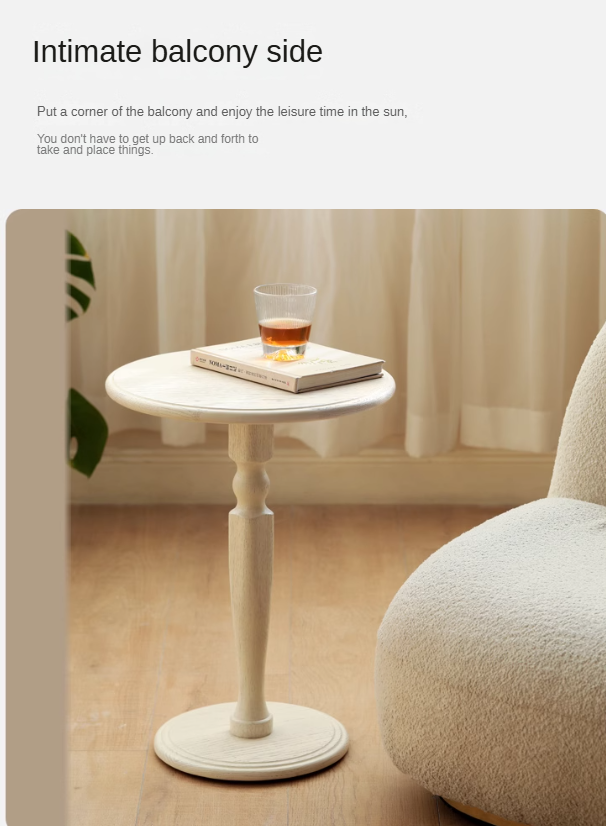 Solid Oak Wood Side Table - Cream Finish - Perfect for Living Room, Bedroom, or Office Accent Furniture