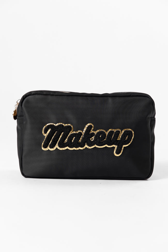 Black Makeup Travel Pouch - Waterproof Cosmetic Bag for Women | Perfect for Travel, Gym & Daily Use | FINAL SALE