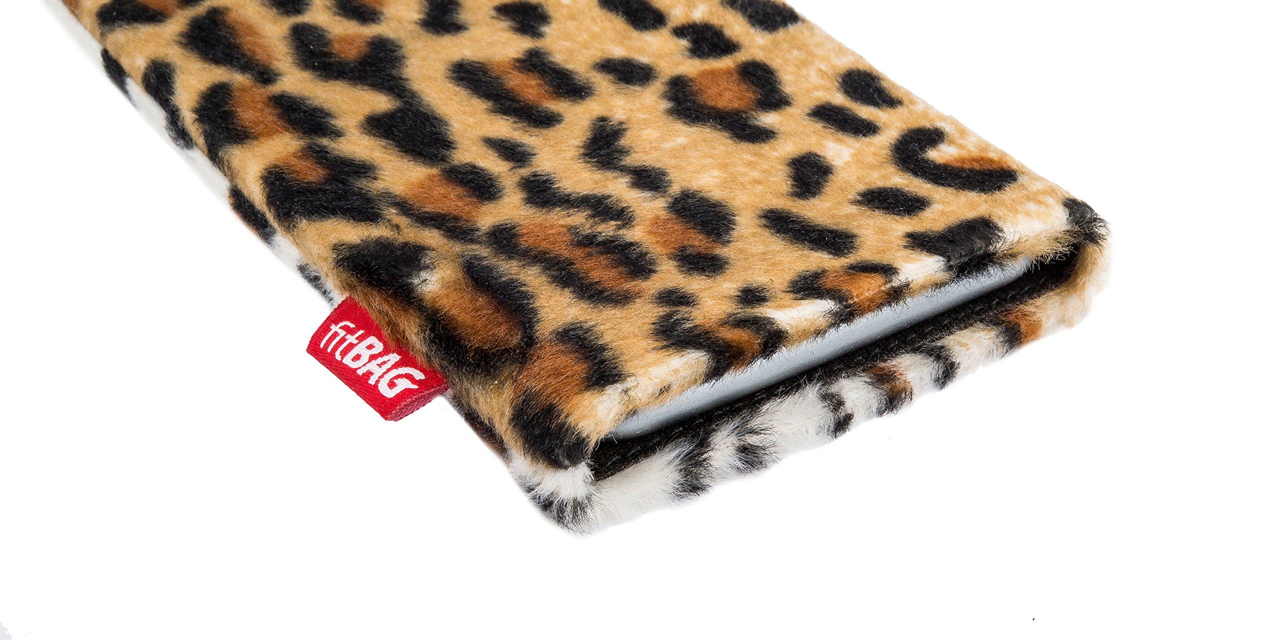 Premium Custom Leopard Sleeve for LG G7 ThinQ - German-Made Faux Fur Pouch Case with Microfiber Lining | Perfect for Screen Cleaning & Device Protection | Ideal for Travel, Work & Everyday Use
