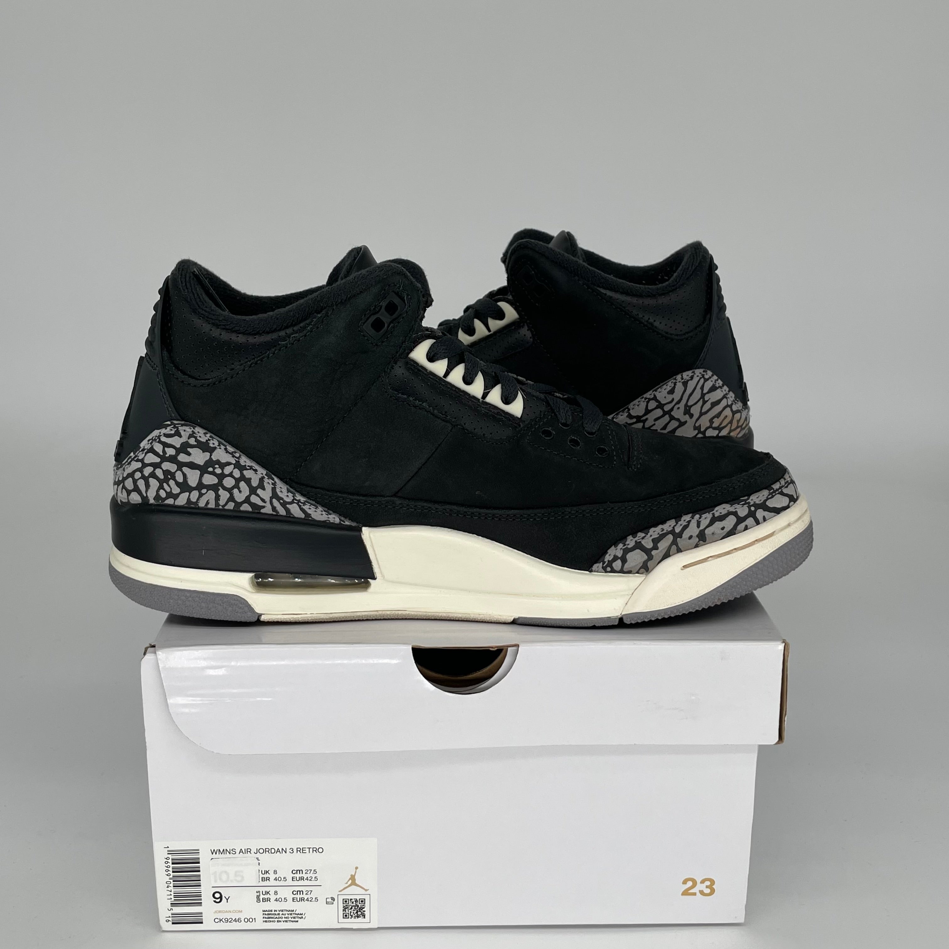 Original Air Jordan 3 Retro 'Off Noir' Women's Size 9/10.5W - Style Code CK9246-001 | Basketball Shoes for Women, Streetwear Fashion & Sneaker Collection