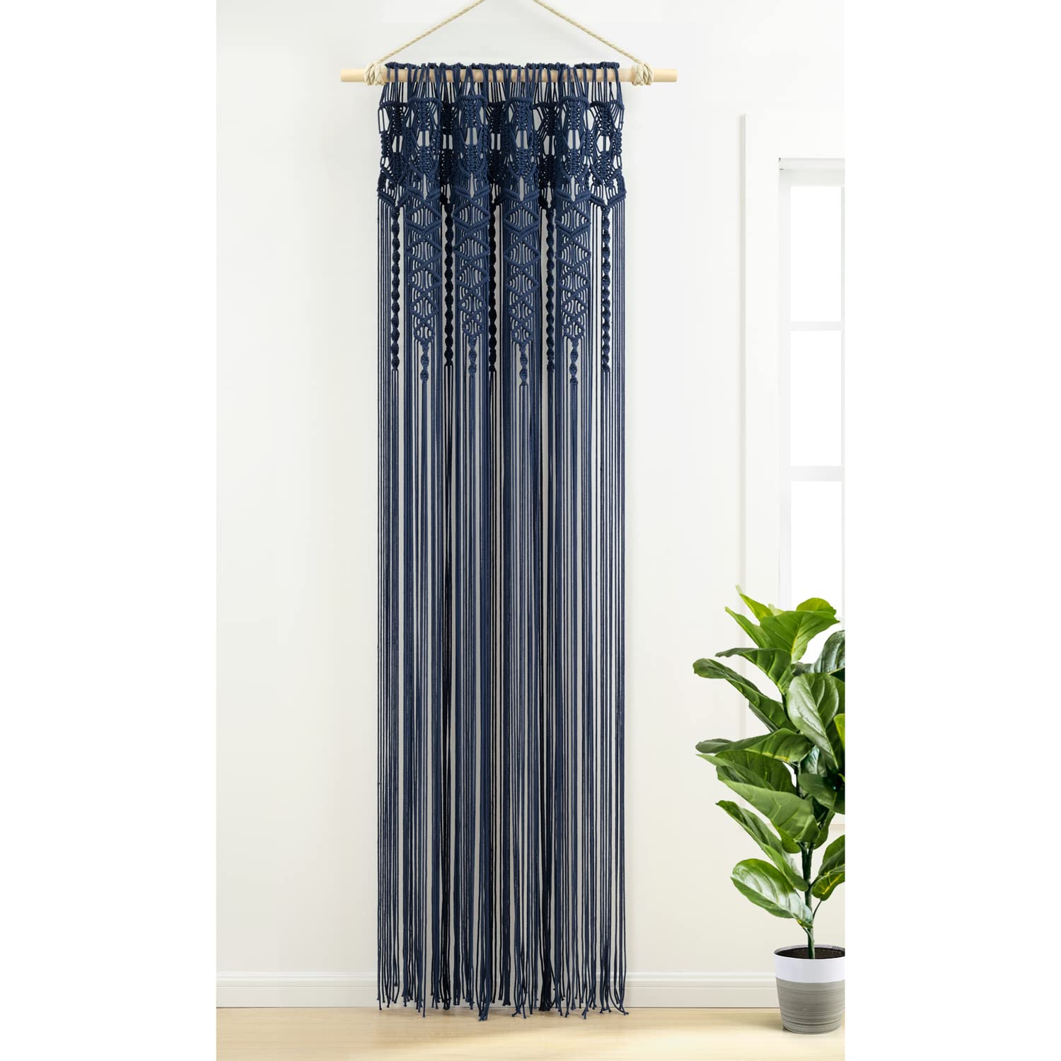Boho Macrame Cotton Window Curtain Panel - 40