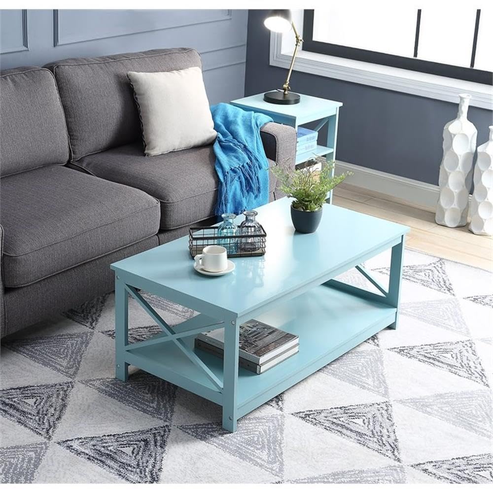 Pemberly Row Coffee Table - Sea Foam Green Wood Finish - Modern Living Room Furniture for Small Spaces & Home Decor