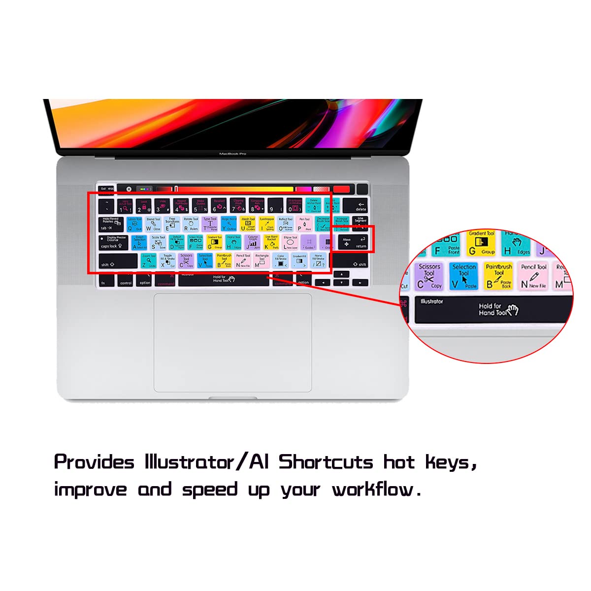 HRH Illustrator AI Shortcuts Silicone Keyboard Cover for MacBook Pro 13