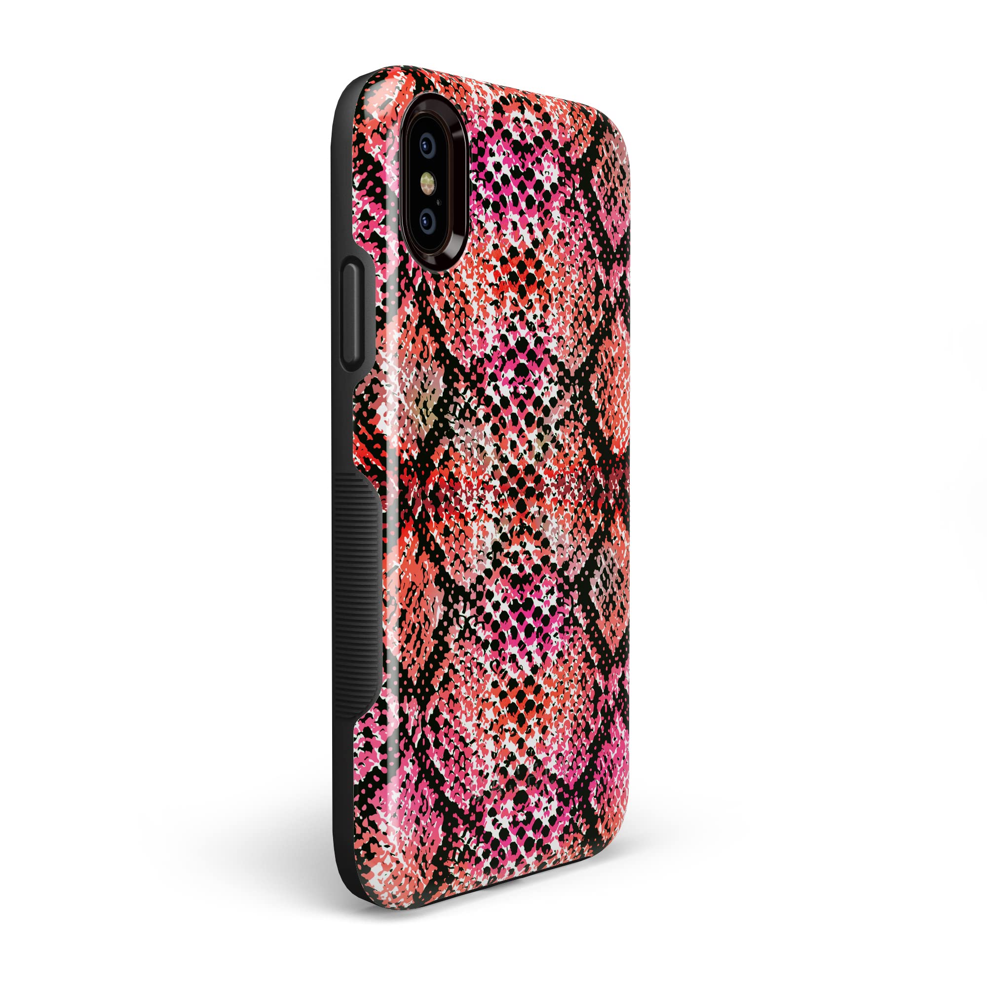 Casely iPhone X/XS Case - Stylish Red Snake Skin Phone Cover | Durable Protection for Everyday Use, Travel & Work