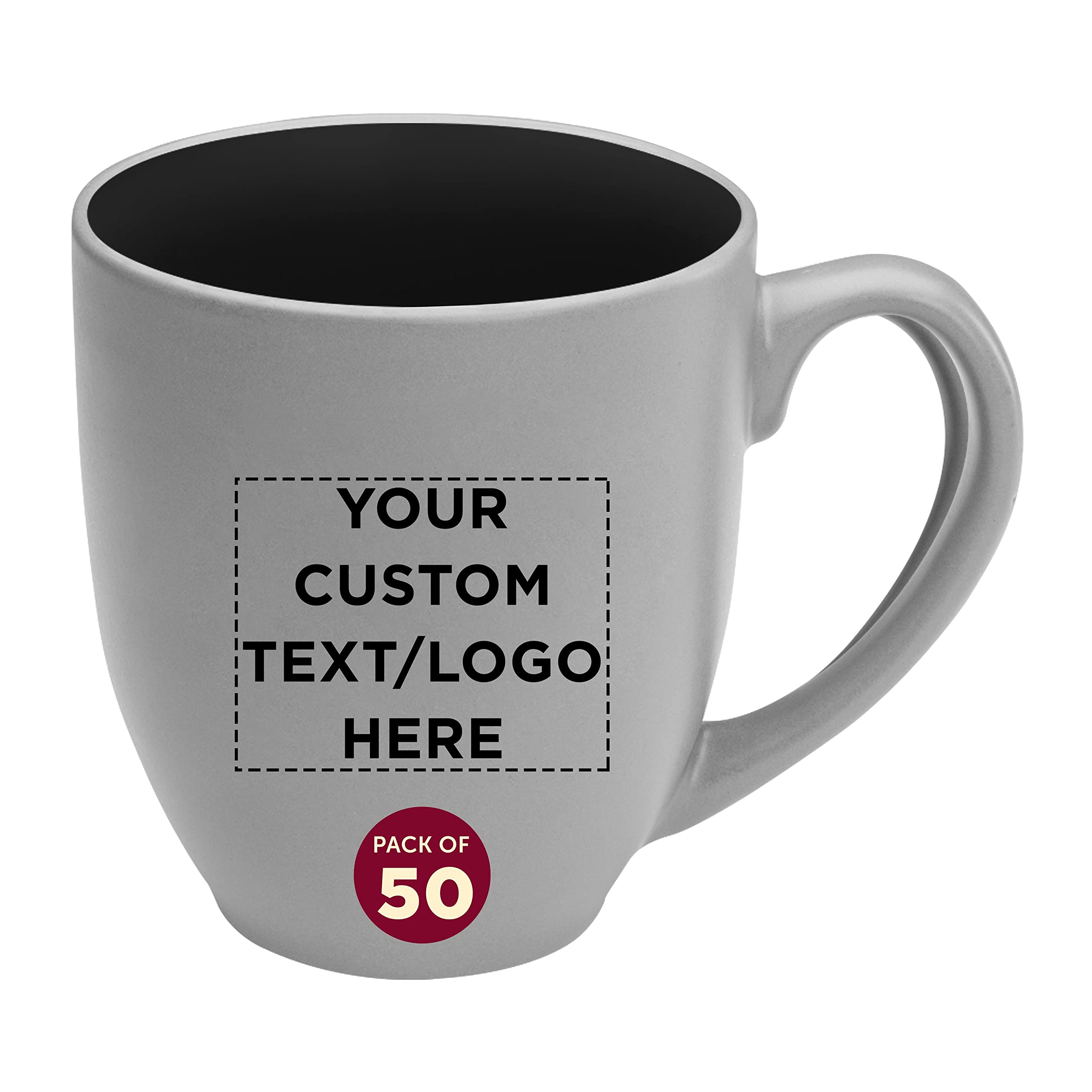 Custom Pop Out Bistro Two-Tone Coffee Mugs 16oz (Set of 50) - Bulk Personalized Coffee Cups for Hot Beverages, Tea & Hot Chocolate - Ideal for Cafes, Restaurants & Corporate Gifts - Black