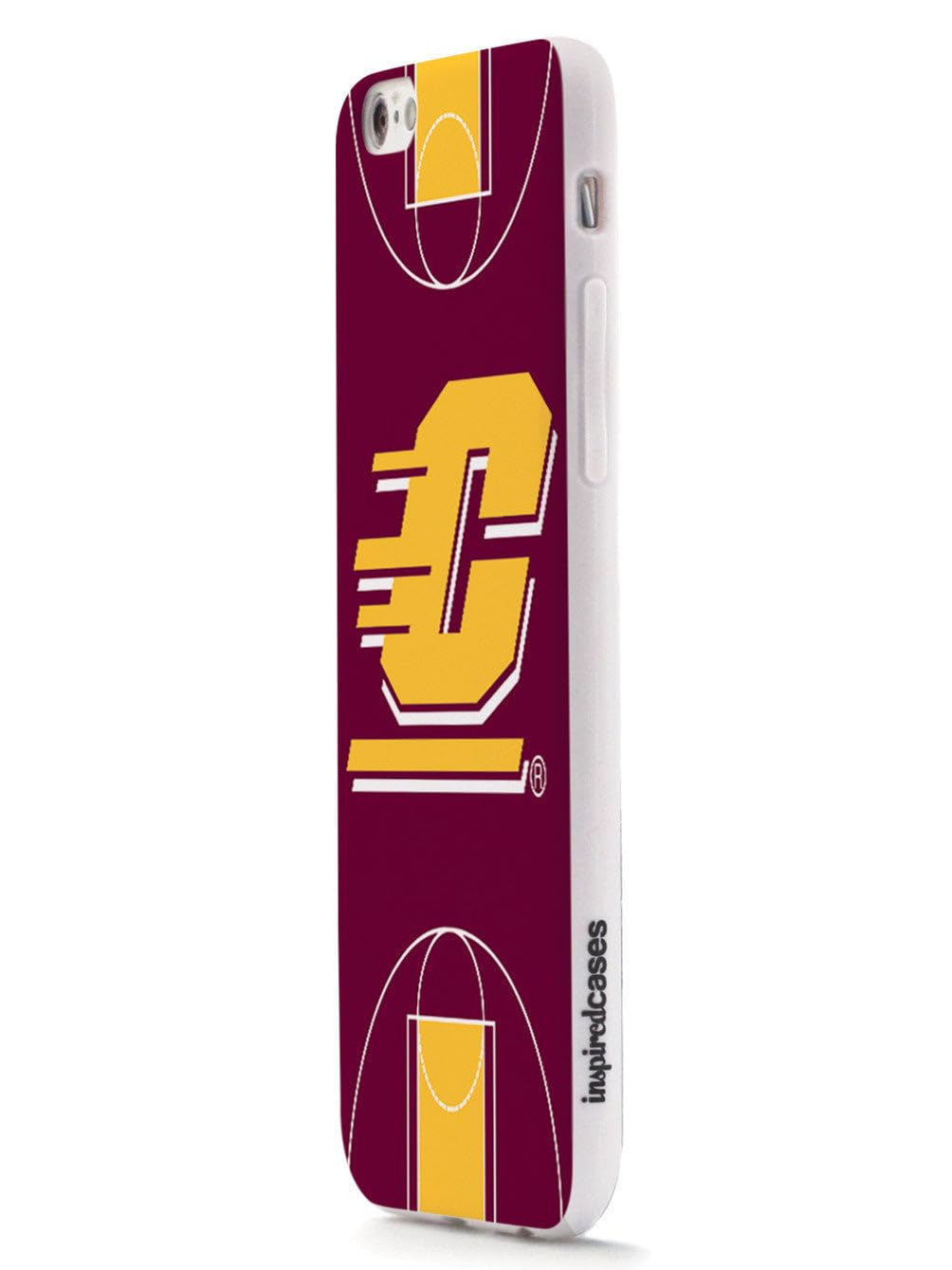 3D Textured iPhone 15 Pro Max Case - Shockproof Rubber Bumper Cover with Central Michigan Chippewas Basketball Court Design - Protective Phone Case for Apple iPhone 15 Pro Max - Perfect for Sports Fans, Students and Alumni