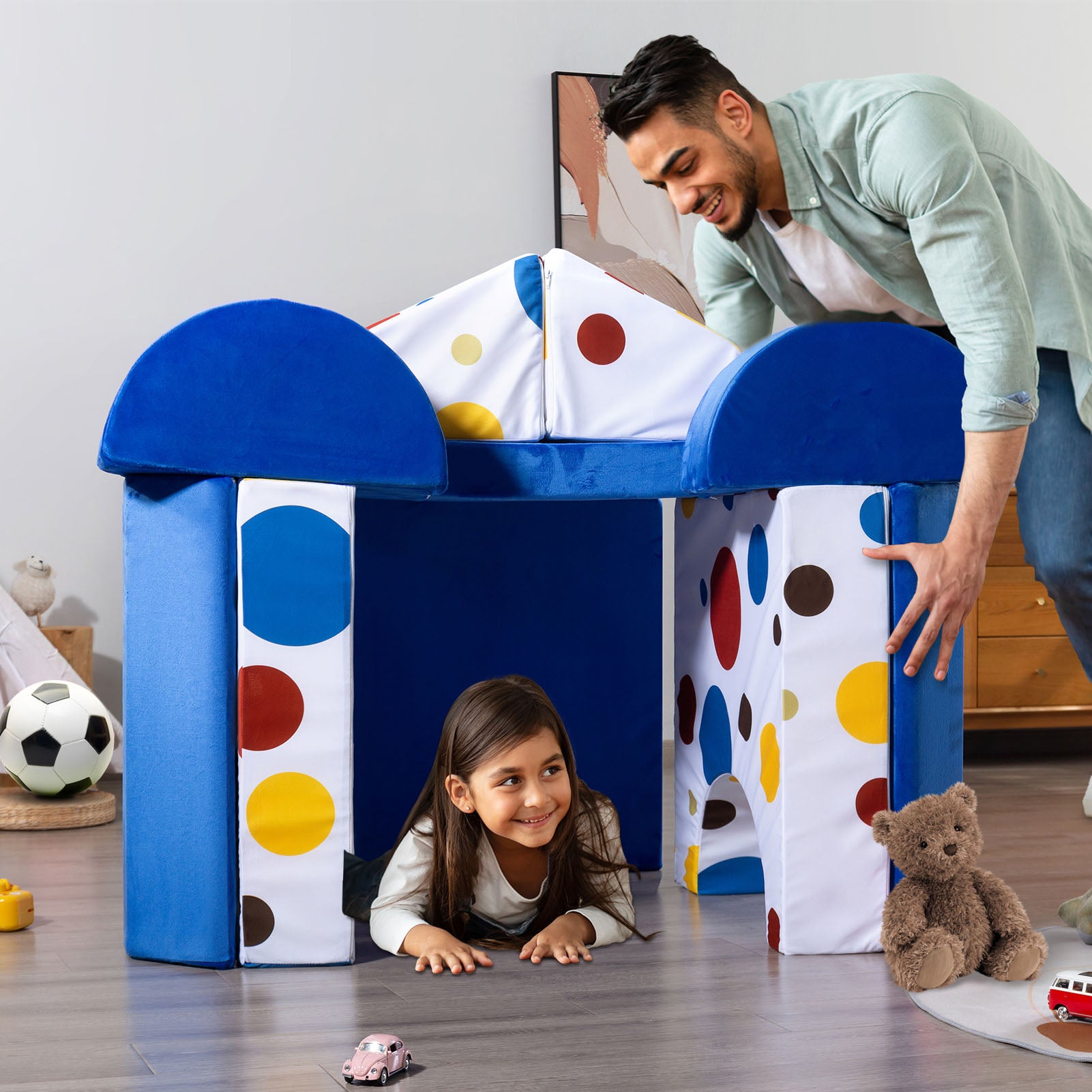 MAXYOYO 10-Piece Modular Convertible Kids Play Couch Sofa Set with Removable Soft Velvet Covers - Multi-Color for Playroom, Nursery & Family Room - Perfect for Toddlers' Playtime, Reading Nook & Sleepovers