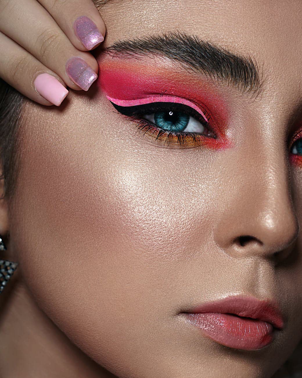 Comet Busters Glitter Eyeliner Stickers - Light Pink, Dark Pink & Neon Pink (EYE054) | Waterproof Eye Makeup for Parties, Halloween & Cosplay