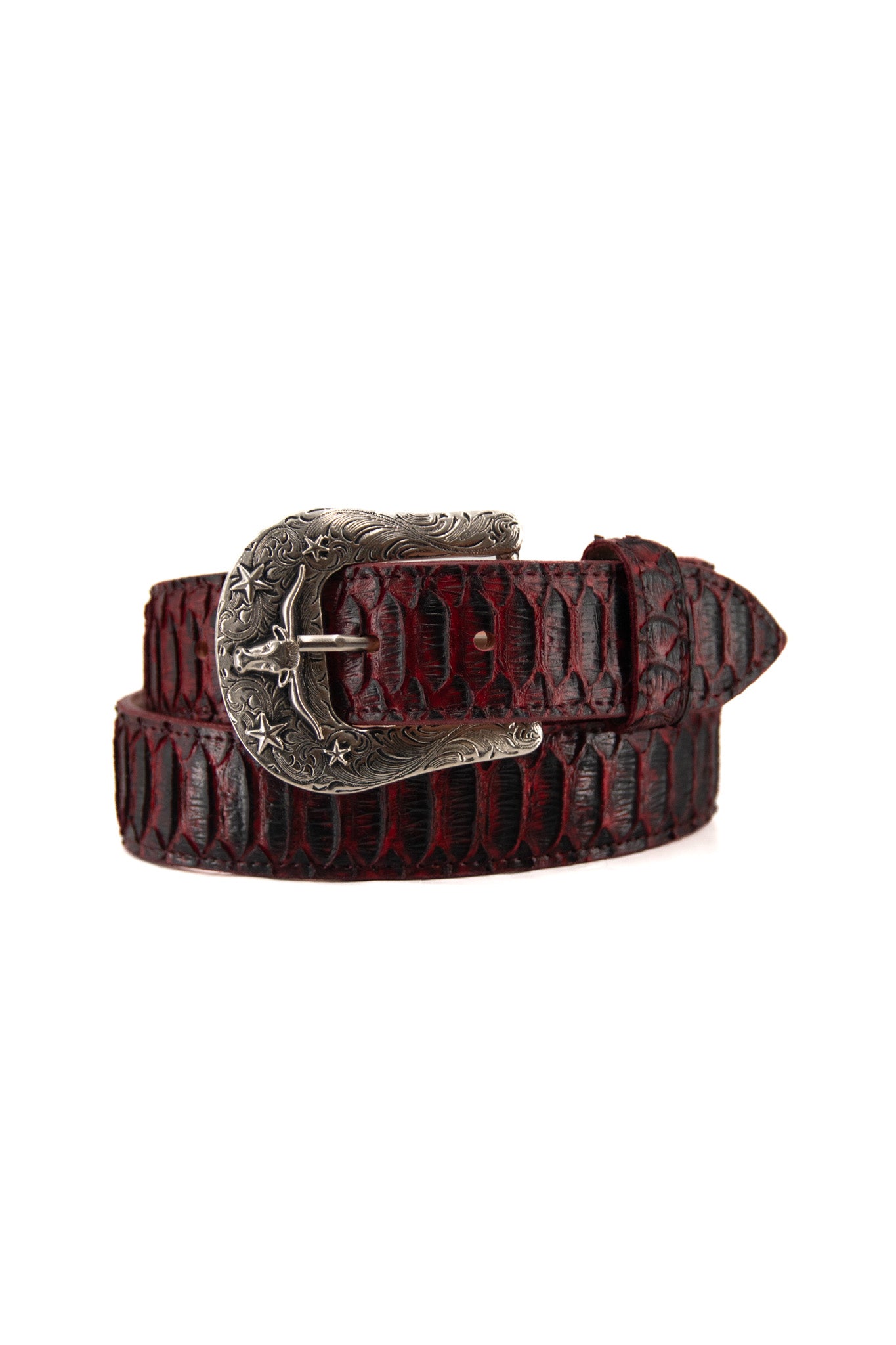 Python Longhorn X Buckle Cowboy Belt - Genuine Leather Western Belt for Men - Perfect for Rodeo, Country Music Festivals & Western Fashion Outfits