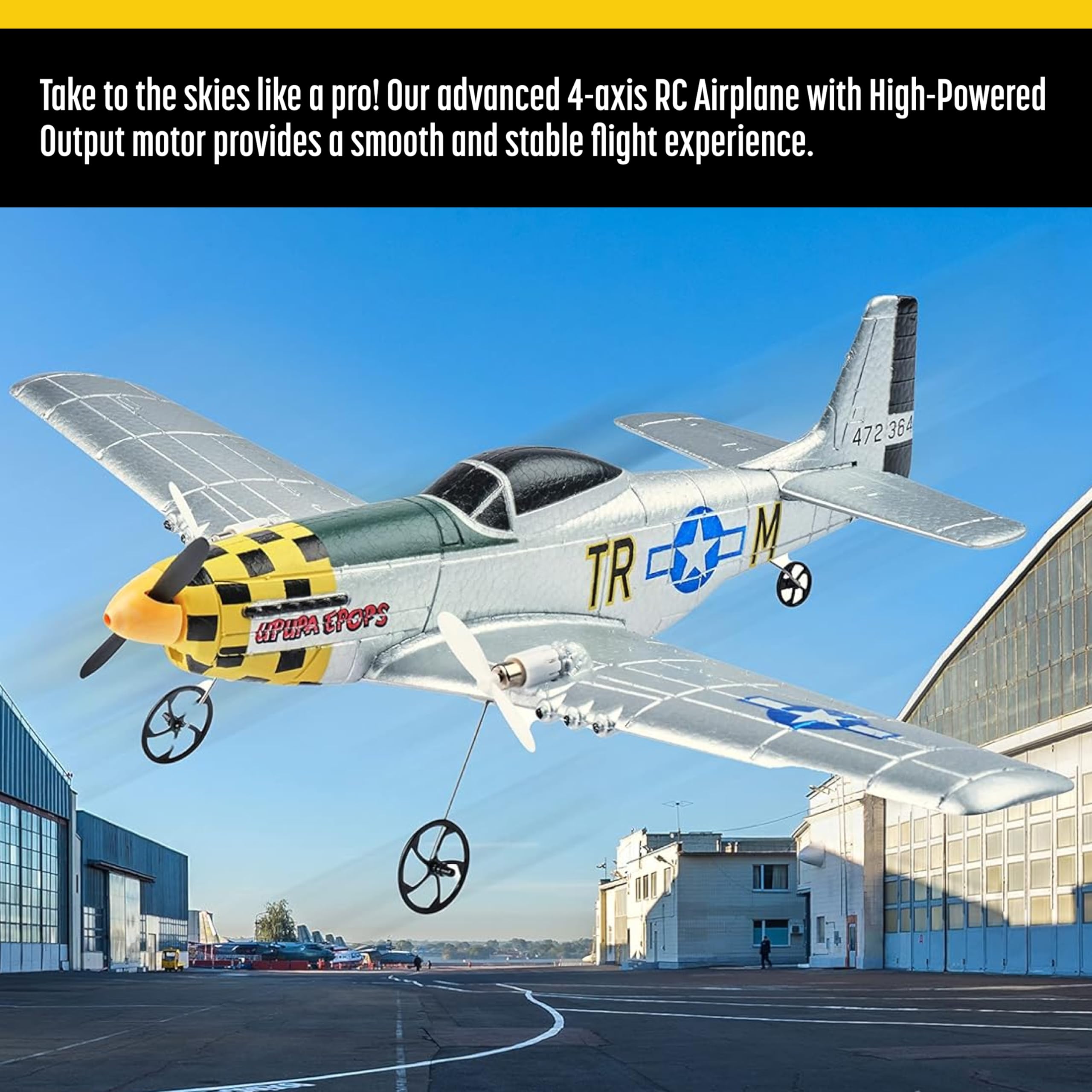 Top Race TR-S55 Remote Control Airplane | 4 Channel Ready to Fly RC Plane for Adults & Beginners, Foam RC Aircraft with Spitfire Shark Mouth Design - Perfect for Outdoor Flying, Backyard Fun & RC Hobby Enthusiasts