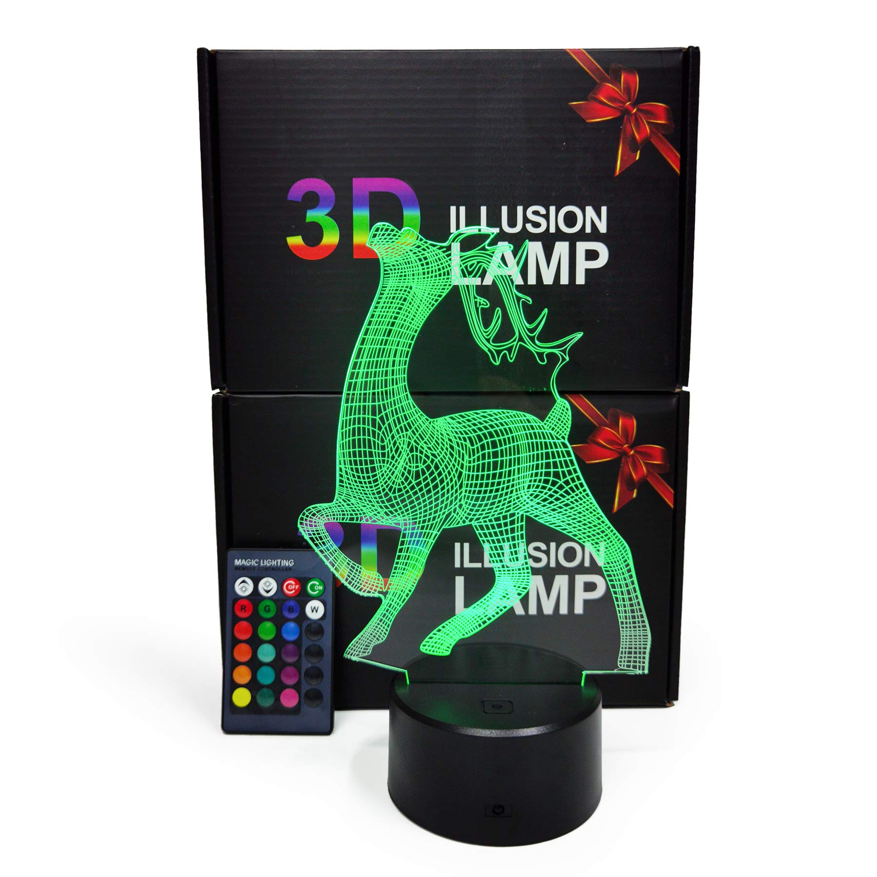 3D Deer Illusion LED Night Light - 16 Color Changing Table Lamp with Remote Control & USB Power for Bedroom, Living Room, Desk Decor - Perfect for Parties, Birthday Gifts & Relaxing Nighttime Ambiance