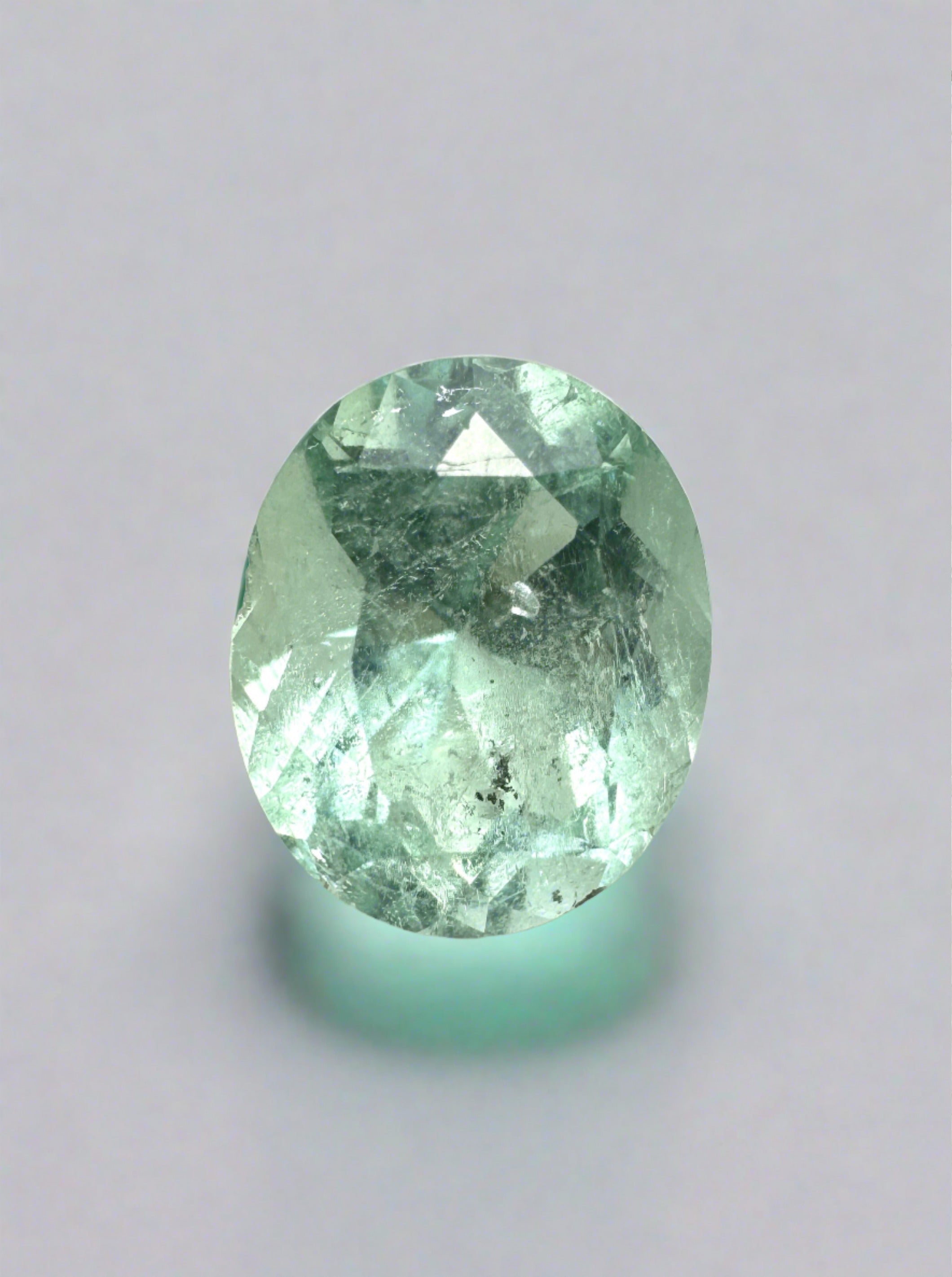 2.36 Carat Natural Colombian Emerald - Chunky Sea Foam Green Oval Cut Loose Gemstone for Jewelry Making, Engagement Rings & Collector's Items