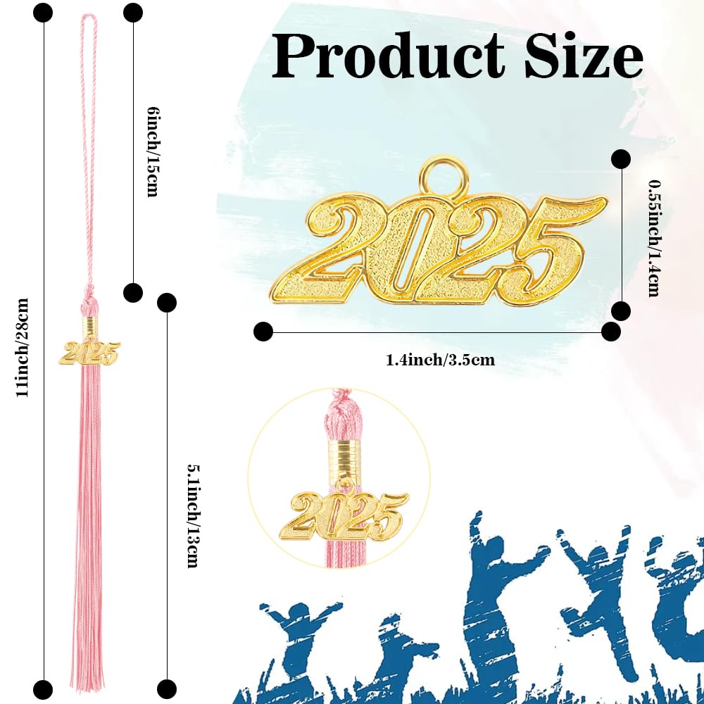 2025 Graduation Tassel - Pink Cap Tassel with Gold 2025 Year Charm for Graduation Ceremonies, High School & College Commencement Accessories - Perfect for Graduation Caps, Hats & Celebrations