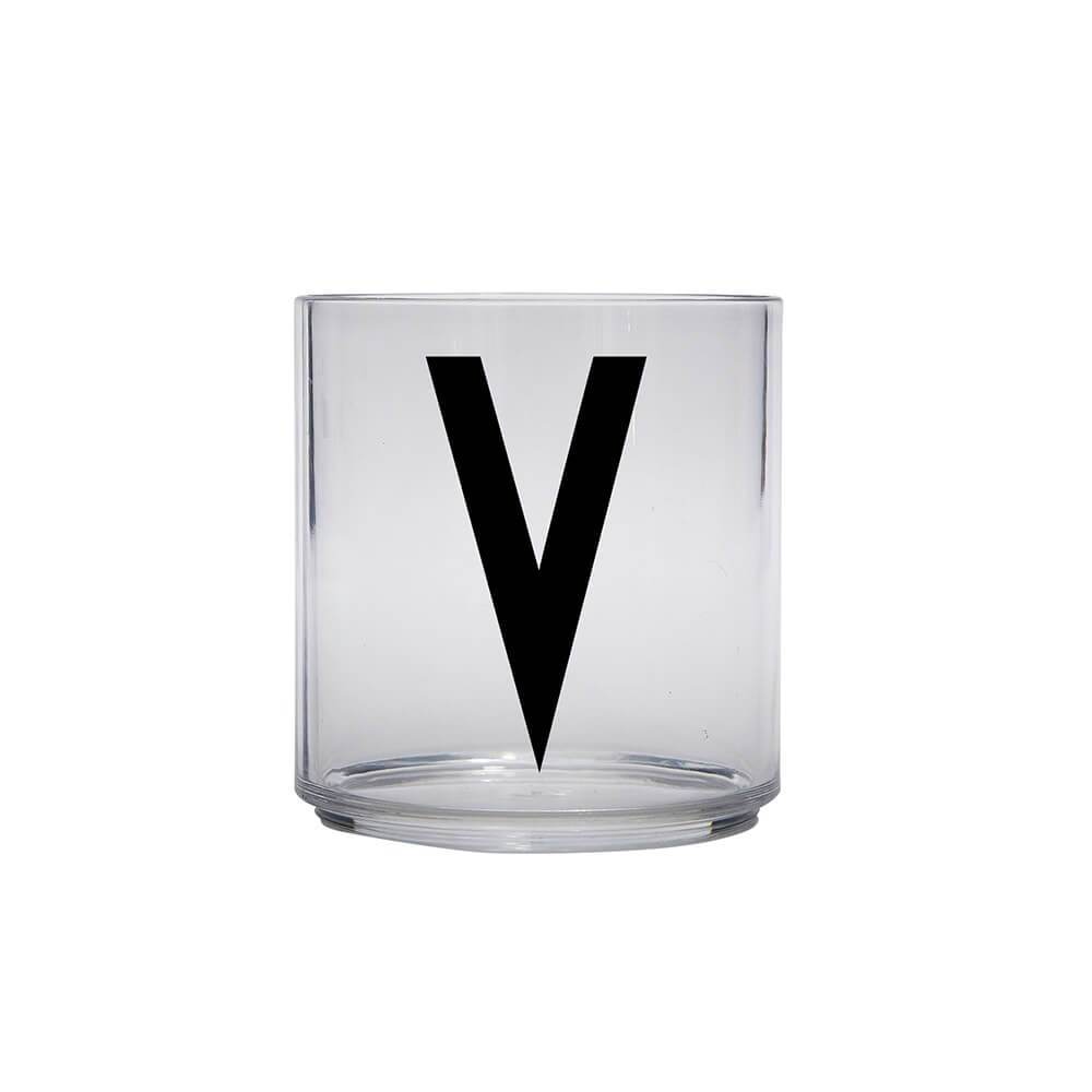 DESIGN LETTERS Kids Personal Drinking Glass - Drop Safe, BPA-Free, Unbreakable Letter V Cup for Toddlers & Children - Perfect for Home, School, and Travel Use
