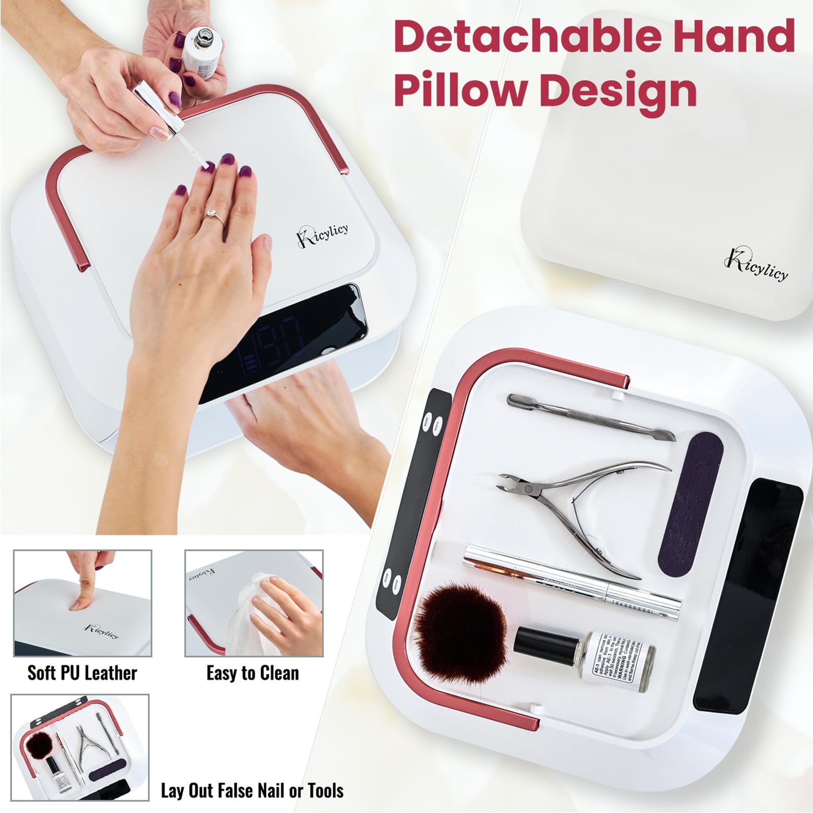 Professional 218W Rechargeable UV LED Nail Lamp with 30000mAh Battery - 82 LED Nail Dryer for Salon & Home Use, Dual Display & Detachable Hand Pillow - Perfect for Gel Polish Curing, Manicures & Pedicures