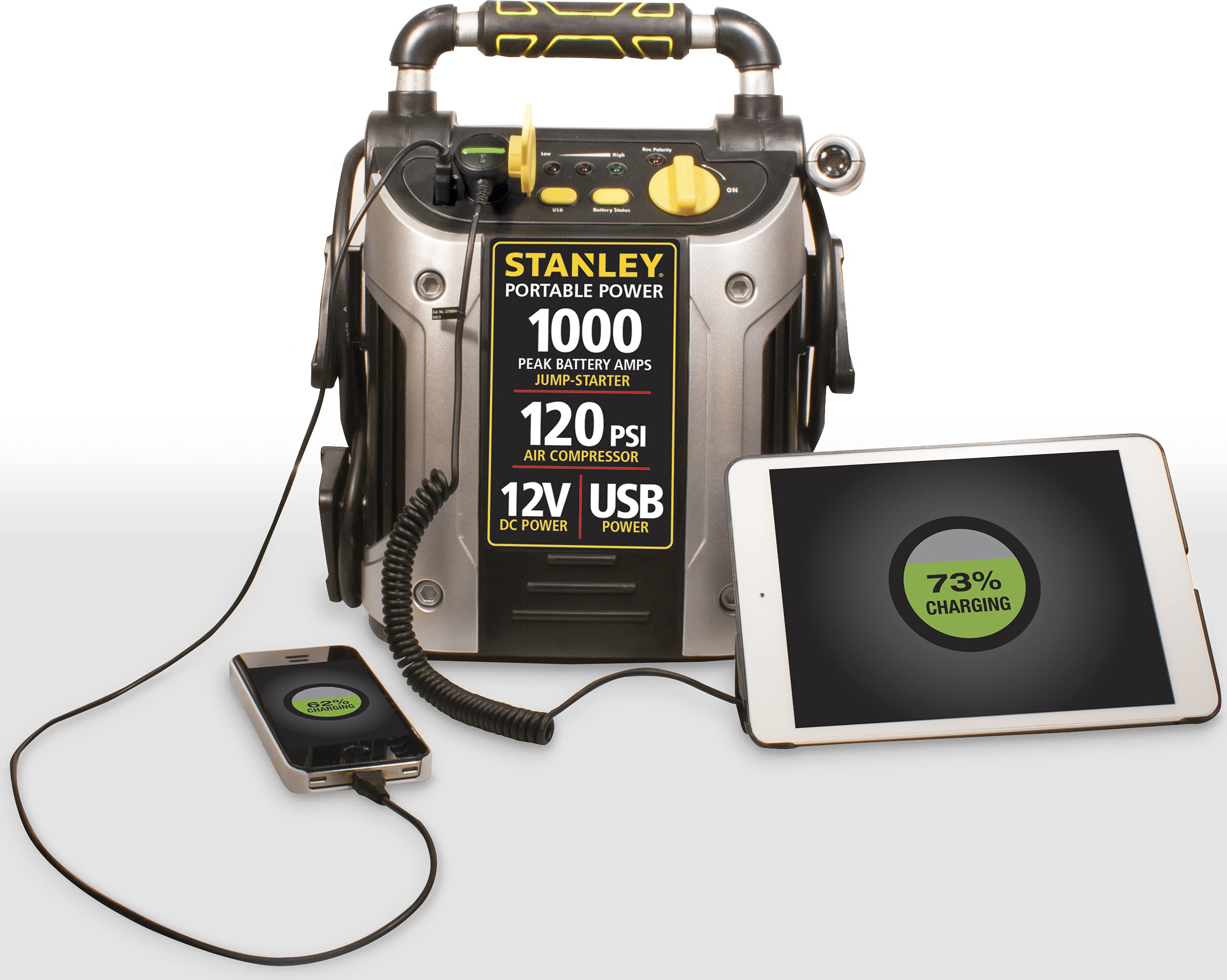 STANLEY J5C09 1000 Peak Amp Portable Power Station Jump Starter with 120 PSI Air Compressor & USB Port - Emergency Car Battery Booster for Roadside Assistance, Camping, and Outdoor Adventures
