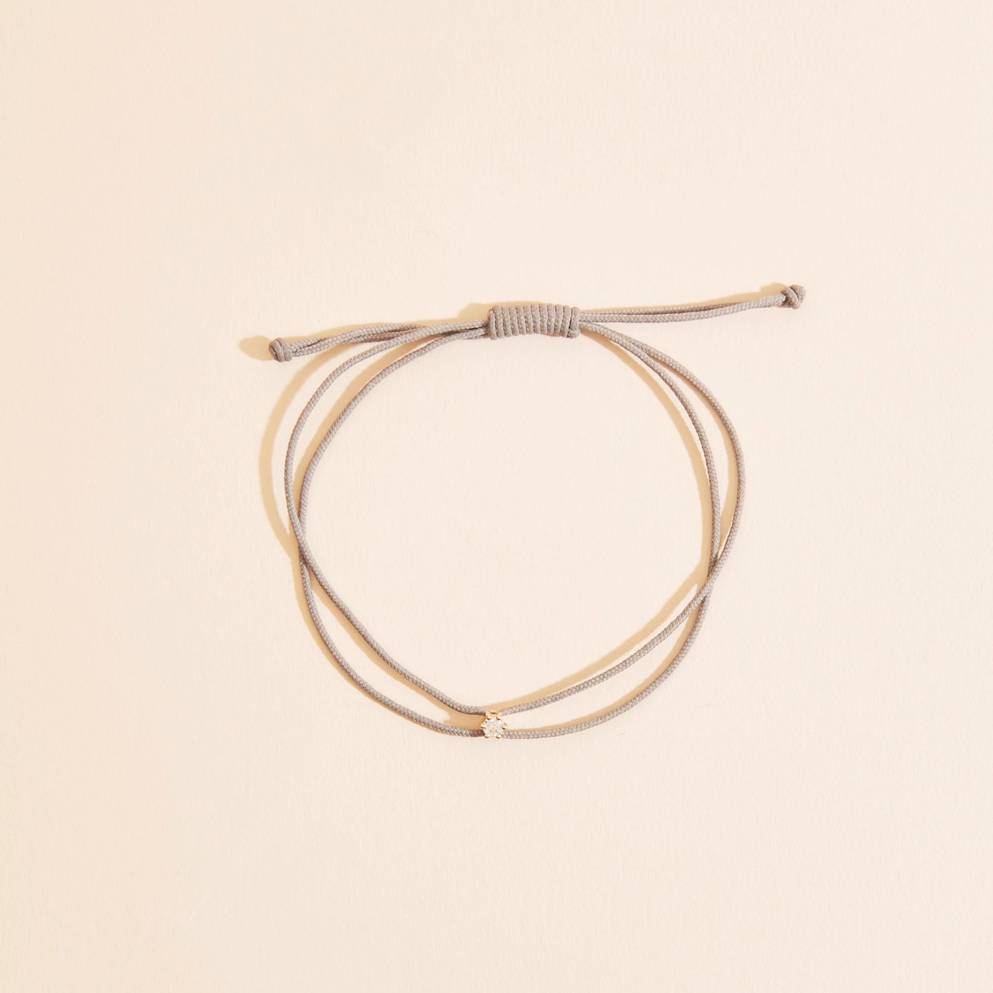 10K Yellow Gold Diamond Grey Nylon Cord Bracelet - Elegant & Durable Jewelry for Women, Perfect for Casual Wear, Parties & Gifts