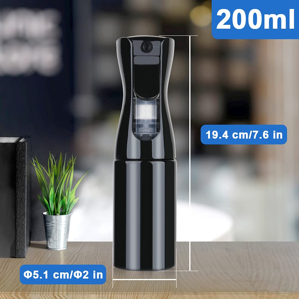 URAQT Continuous Fine Mist Spray Bottle - 200ML Empty Water Mister for Hair Styling, Salon Use, Plants, Pets & Home Cleaning | Perfect for Hairdressing, Gardening, Pet Grooming & Household Cleaning