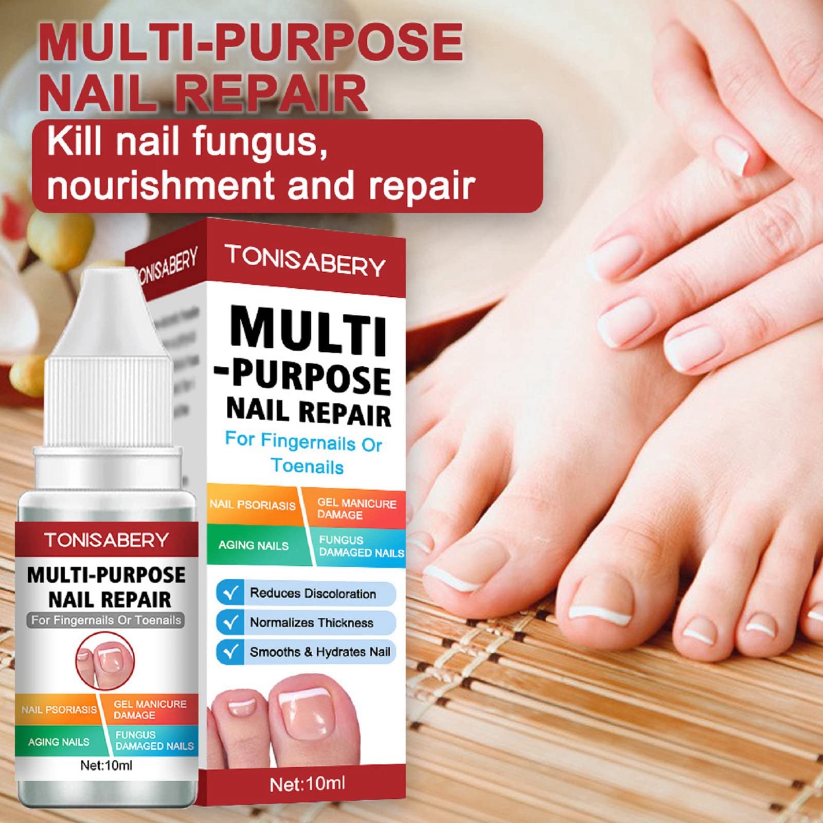 **AINxtolm Extra Strong Antifungal Nail Treatment – Fast-Acting Toenail & Fingernail Fungus Solution for Repair & Care (10ml, Red) – Clinically Proven Formula for Athletes, Swimmers & Daily Foot Hygiene – Best for Gym, Pool, Home, Travel & Sports Use – Ideal for Athlete's Foot, Nail Fungus Prevention & Post-Workout Foot Care**