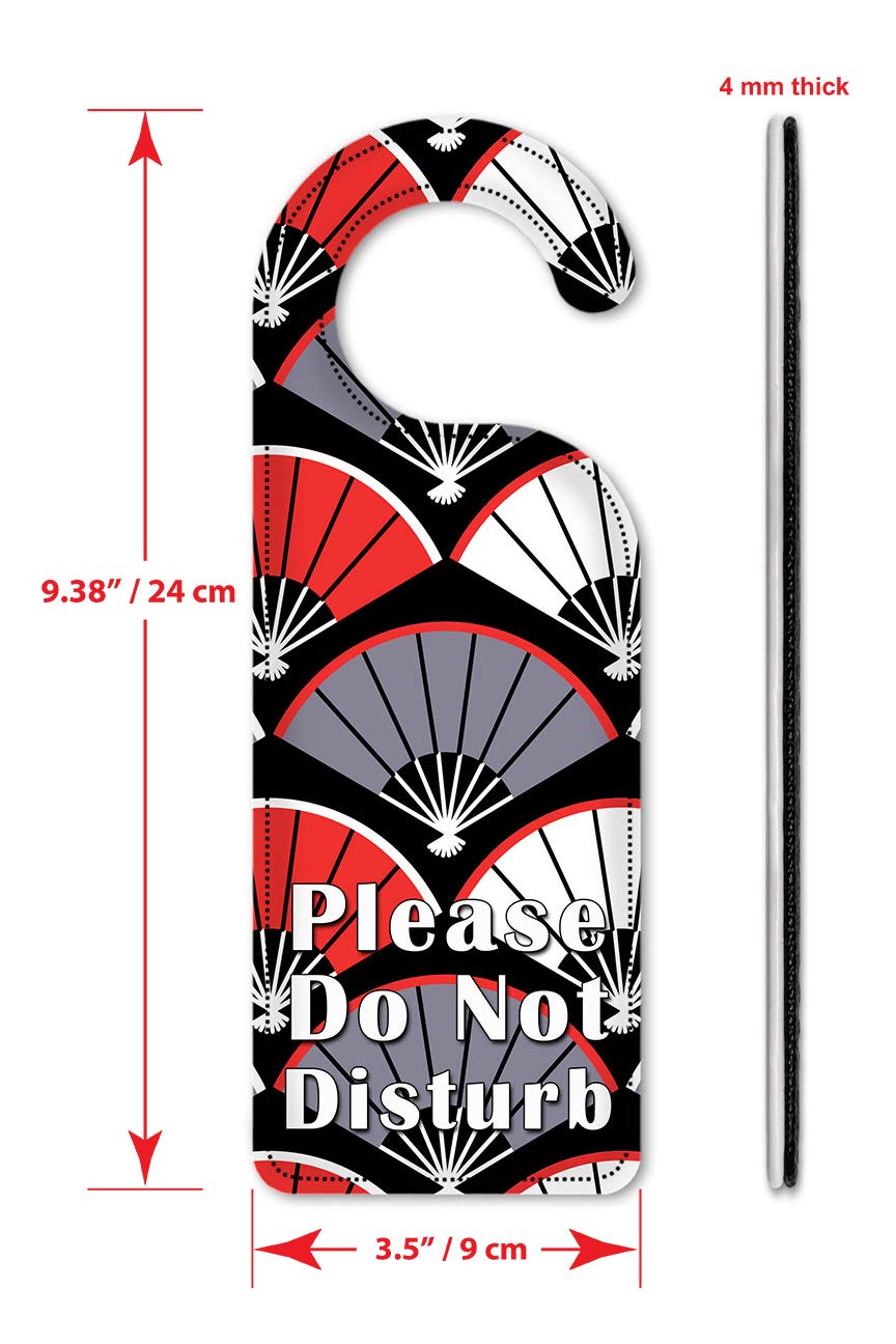 Artistic Do Not Disturb Door Hanger Sign - Red, White & Gray Fan Design for Hotels, Bedrooms & Privacy - Perfect for Home, Office & Travel Use