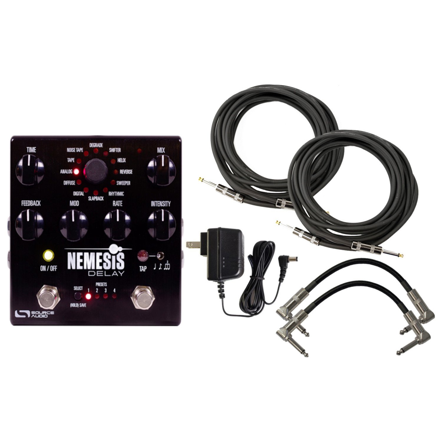 Source Audio SA260 One Series Nemesis Delay Pedal with 4 Cables - Professional Guitar Effects Pedal for Live Performances & Studio Recording