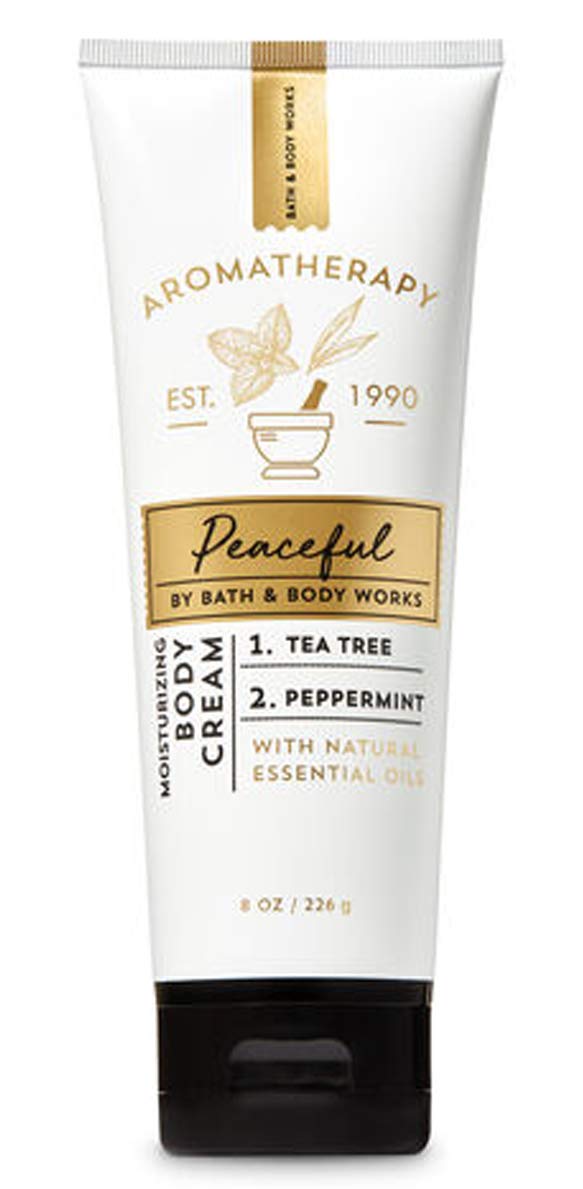 Bath & Body Works Aromatherapy Body Cream - Tea Tree & Peppermint Scent, 8 oz Moisturizing Lotion for Dry Skin | Relaxing Massage & Stress Relief Cream for Spa & Self Care