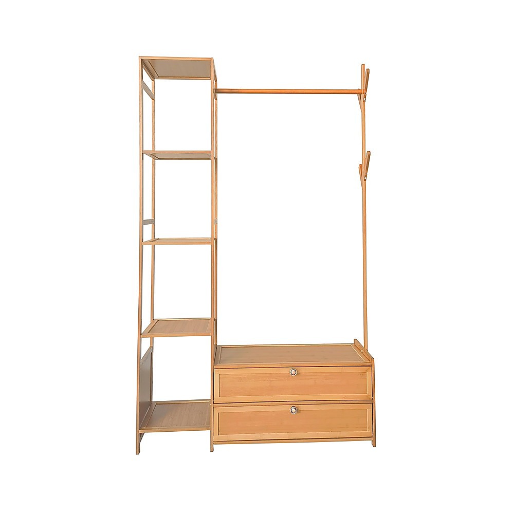 165x100cm Heavy Duty Clothes Rack Stand with Storage Shelves - Modern Coat Tree Organizer for Bedroom, Closet & Laundry Room - Space Saving Garment Hanger for Jackets, Dresses & Coats