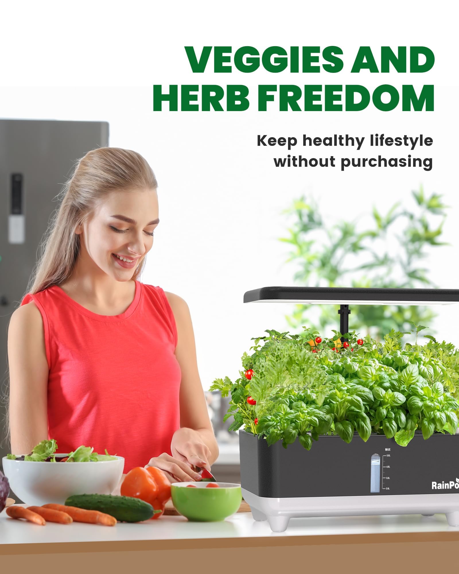 RAINPOINT Hydroponics Growing System Kit - Indoor Herb Garden with 13 Pods & LED Grow Light, 5L Water Tank for Home Gardening | Perfect Plant Growing Kit for Beginners, Kids, and Gardening Enthusiasts | Ideal for Kitchen, Office, or Classroom Hydroponic Planting