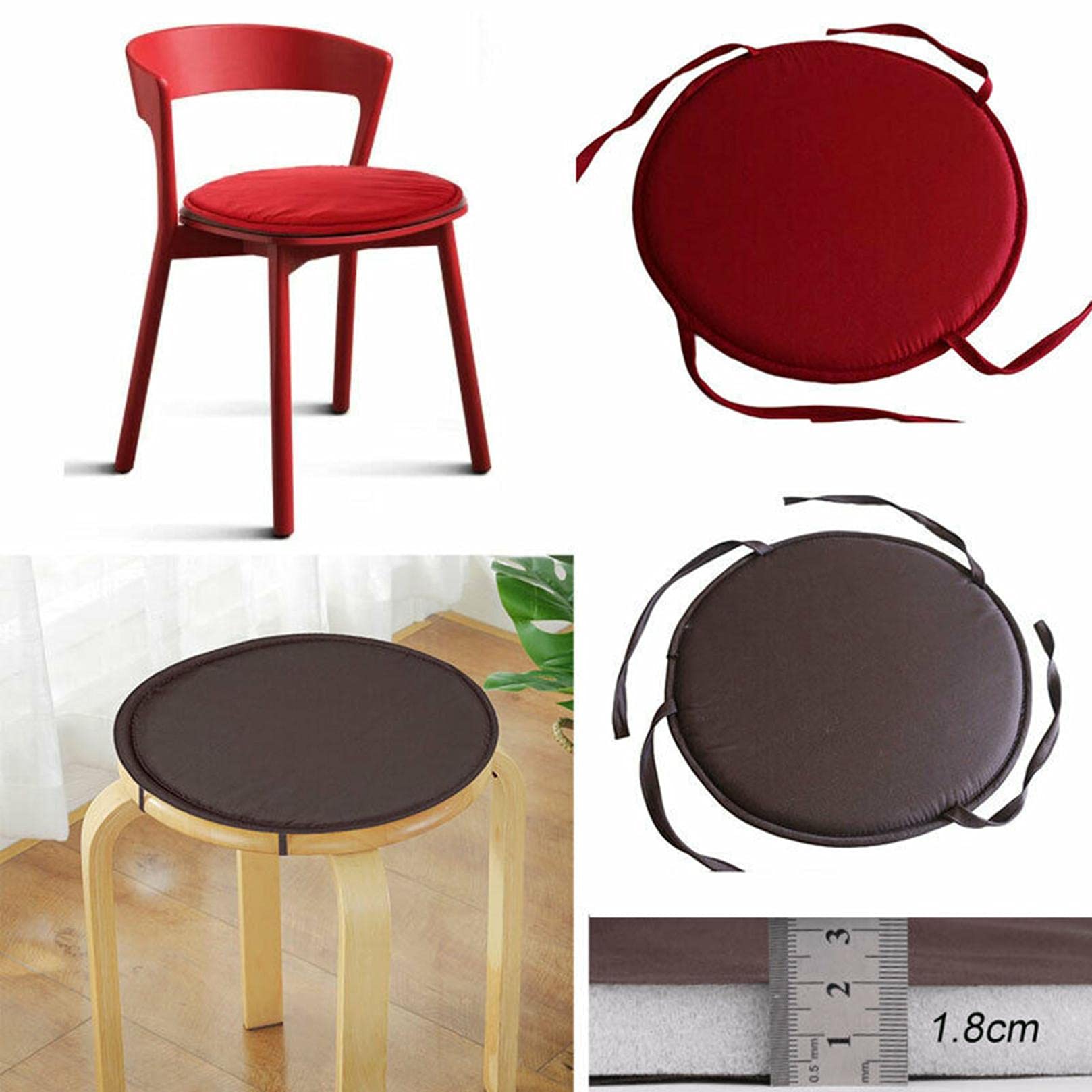 Round Garden Chair Pads Seat Cushions - Soft & Comfortable Dining Chair Cushions with Ties - Waterproof Indoor Outdoor Seat Cushion for Dining Room, Garden, Patio - Perfect for Outdoor Entertaining & Relaxation