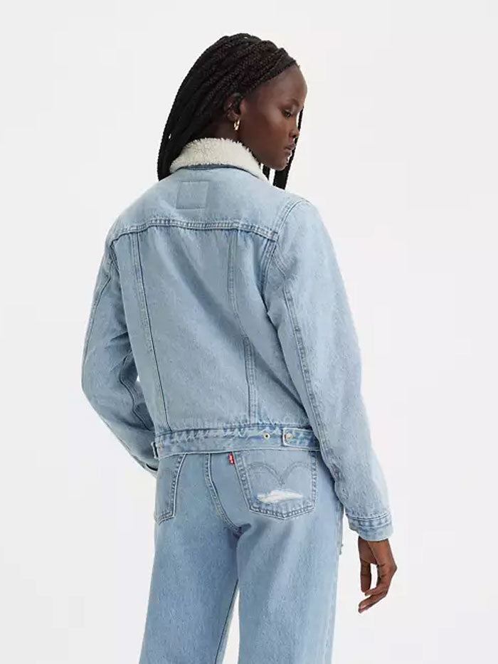 Levi's Women's Original Sherpa Trucker Jacket - Medium Wash Denim Jacket for Women | Cozy Winter Outerwear & Casual Streetwear Fashion