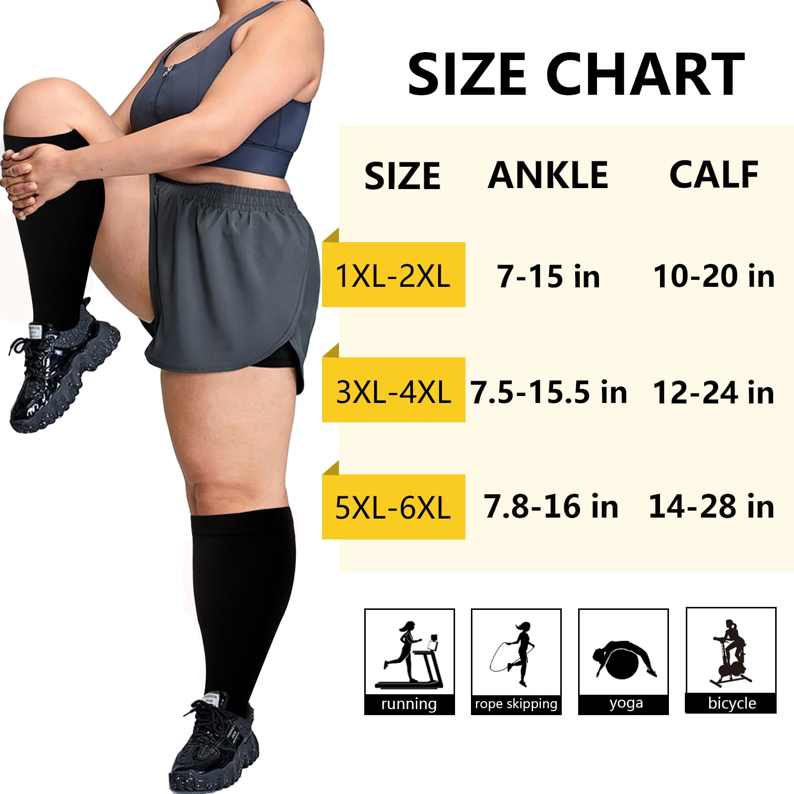 Open Toe Plus Size Compression Socks 15-20 mmHg for Women & Men - Wide Calf Toeless Knee High Support Socks for Varicose Veins, Edema & Travel Comfort