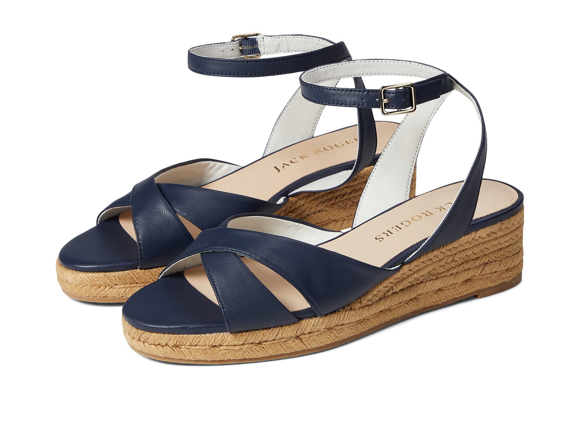 Jack Rogers Palmer Crisscross Espadrille Mid Wedge Sandals for Women - Comfortable Summer Casual Shoes with Ankle Strap | Perfect for Beach, Vacation, and Outdoor Activities