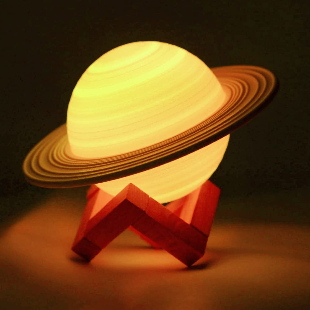 YDSIII Saturn Lamp - 8.66 Inch 3D Moon Light with 16 Color Changing LED, USB Rechargeable, Remote & Touch Control - Galaxy Night Light for Nursery, Bedroom Decor - Perfect Birthday Gift for Kids, Women & Men (Great for Relaxation, Meditation & Romantic Ambiance)