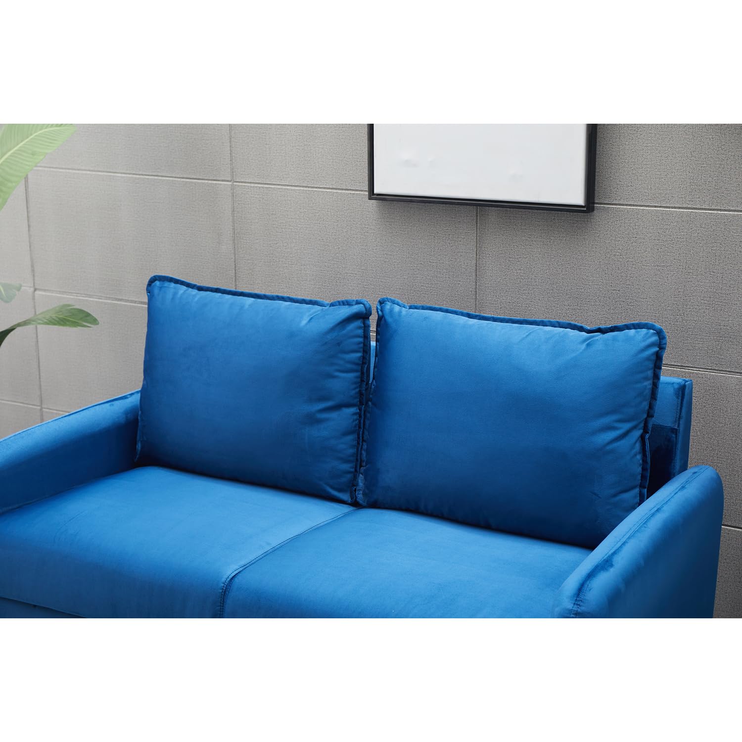 Luxury Aurora Velvet Loveseat Sofa for Living Room - Space Blue Velvet Upholstery | Perfect for Small Spaces, Apartments & Cozy Home Decor