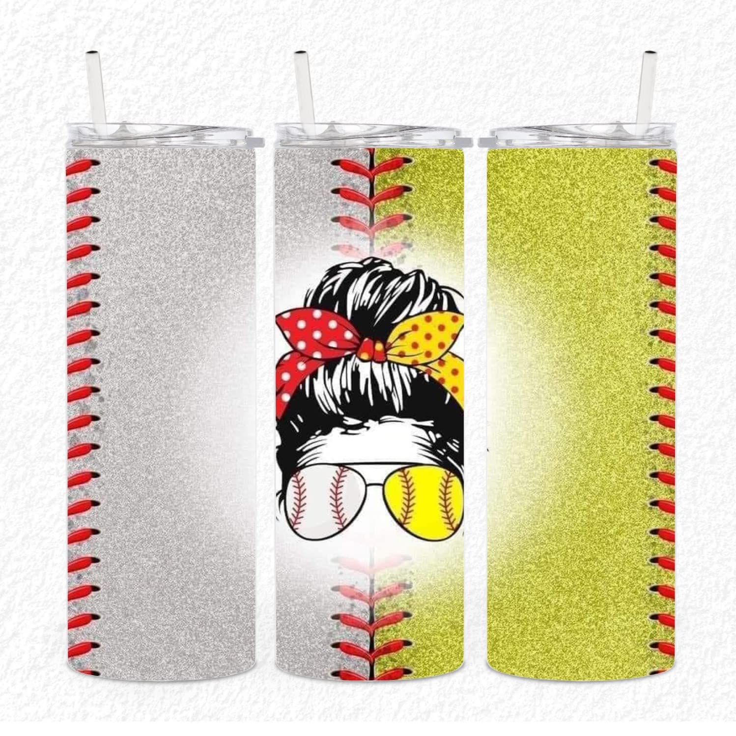 20 oz Skinny Tumbler for Baseball & Softball Moms - Insulated Stainless Steel Cup with Lid & Straw - Perfect for Games, Practices & Team Snacks
