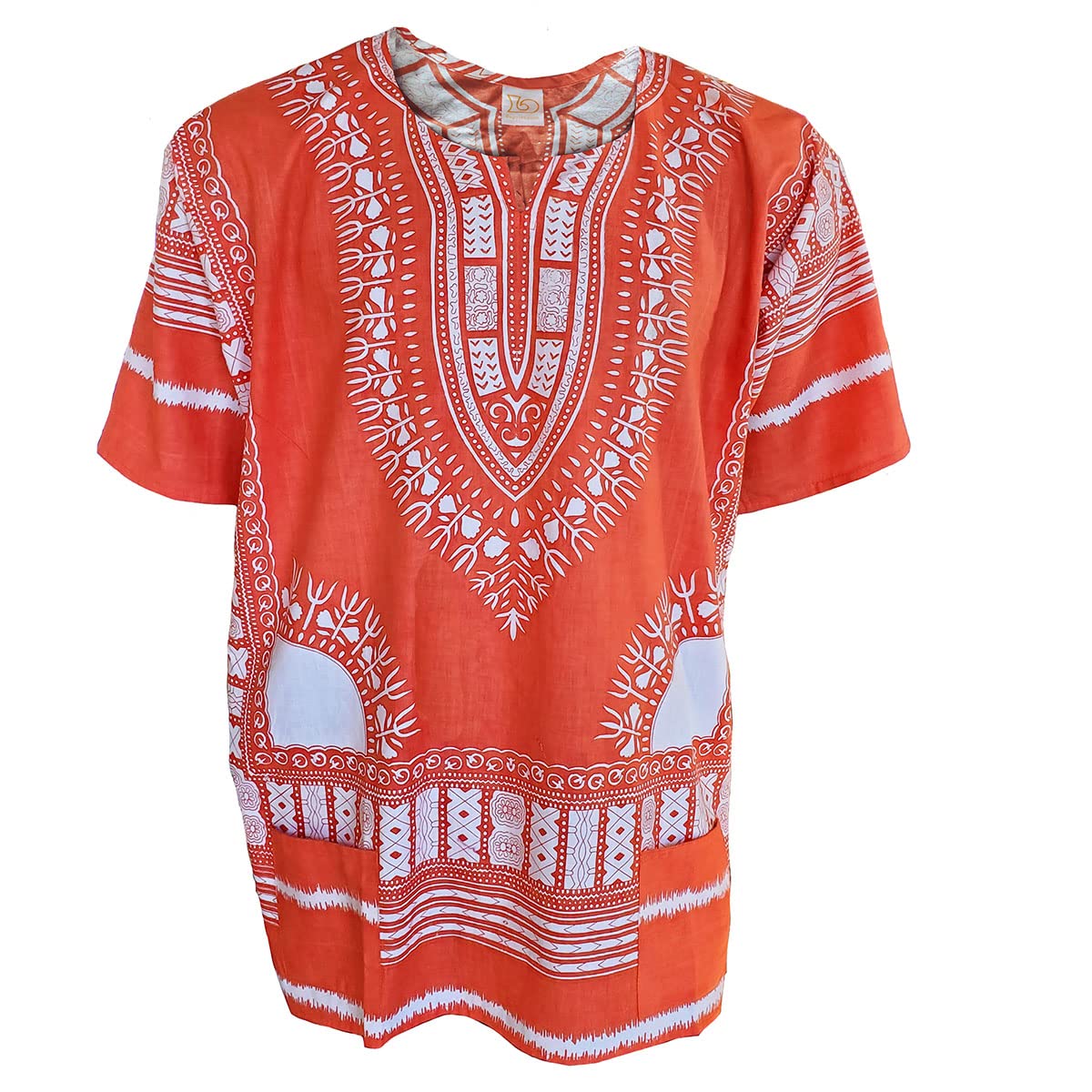 Stylish Coral Red African Print Dashiki Shirt for Men | Traditional Ankara Tunic Top | Perfect for Cultural Events, Weddings & Summer Fashion
