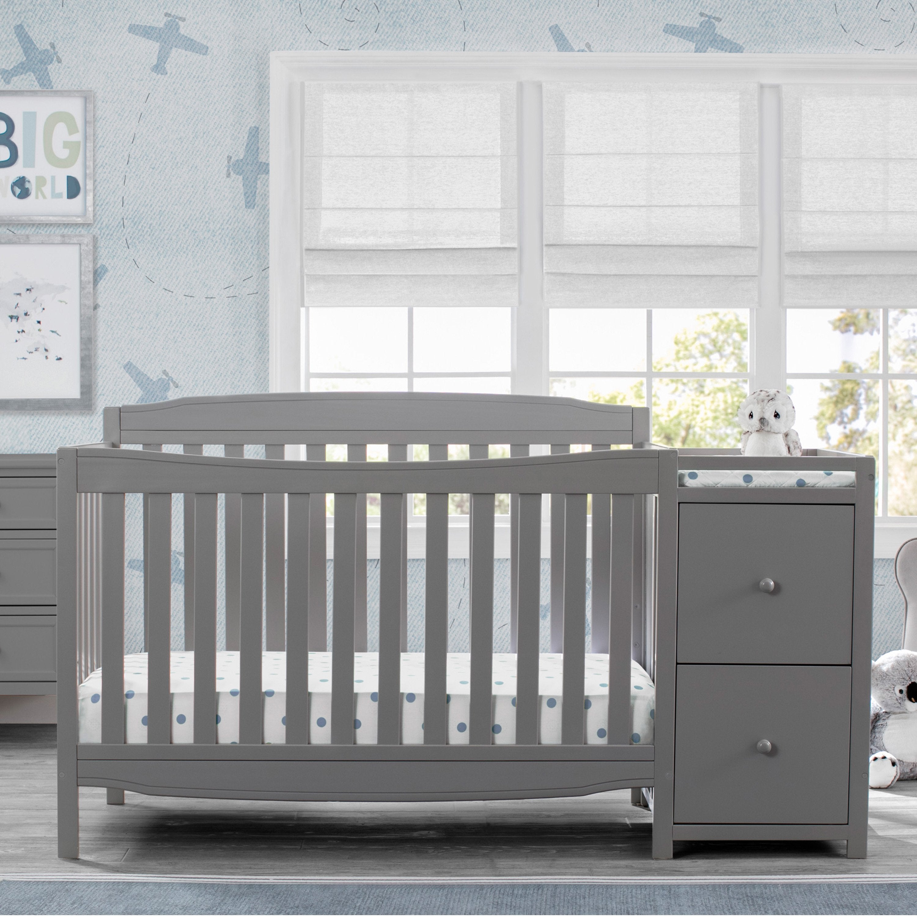 6-in-1 Convertible Mason Crib with Changer - Baby Nursery Essentials for Newborn to Toddler | Perfect for Small Spaces & Modern Nurseries