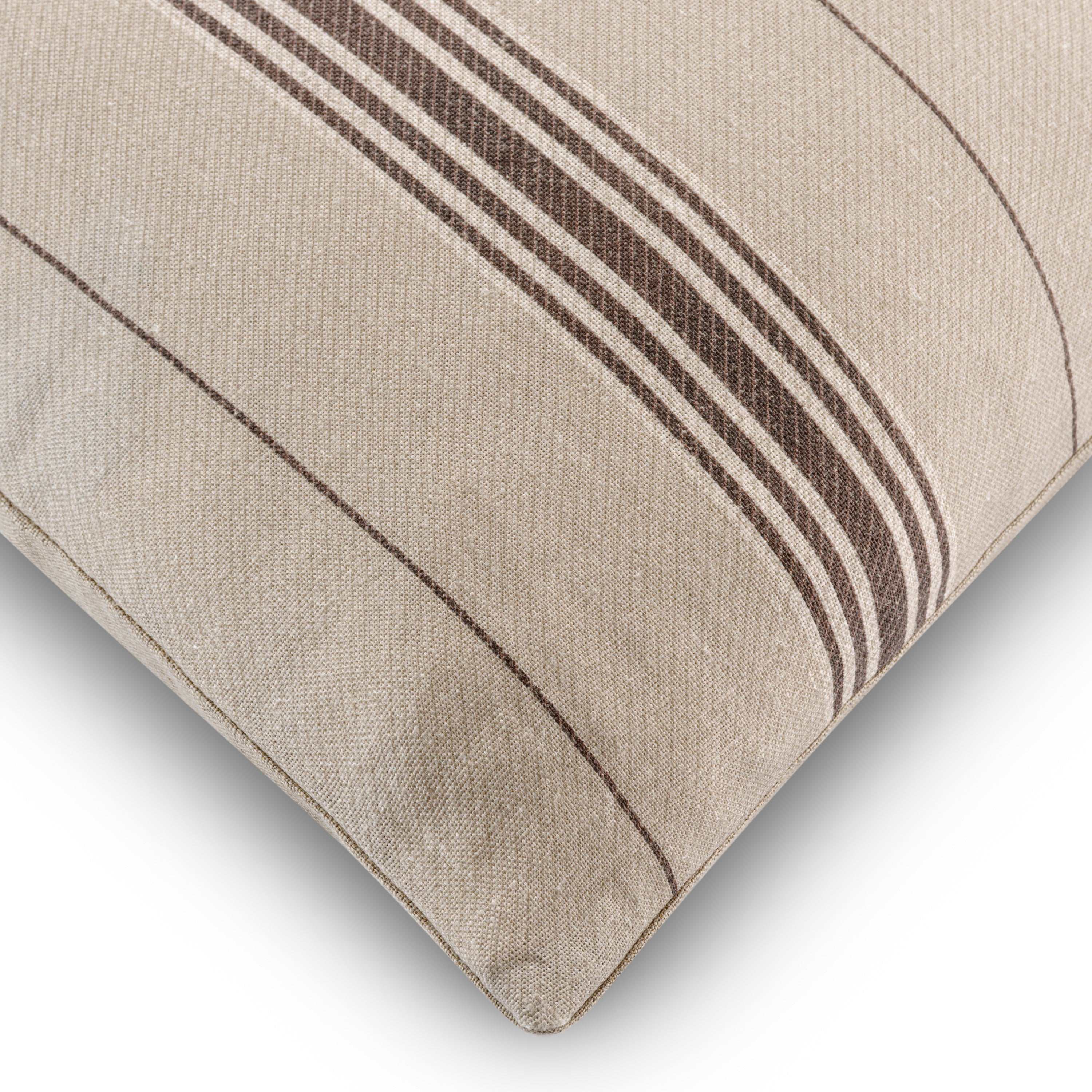 Premium Vallon Striped Chocolate Brown Linen Cushion Cover - 55 x 32cm (21.6