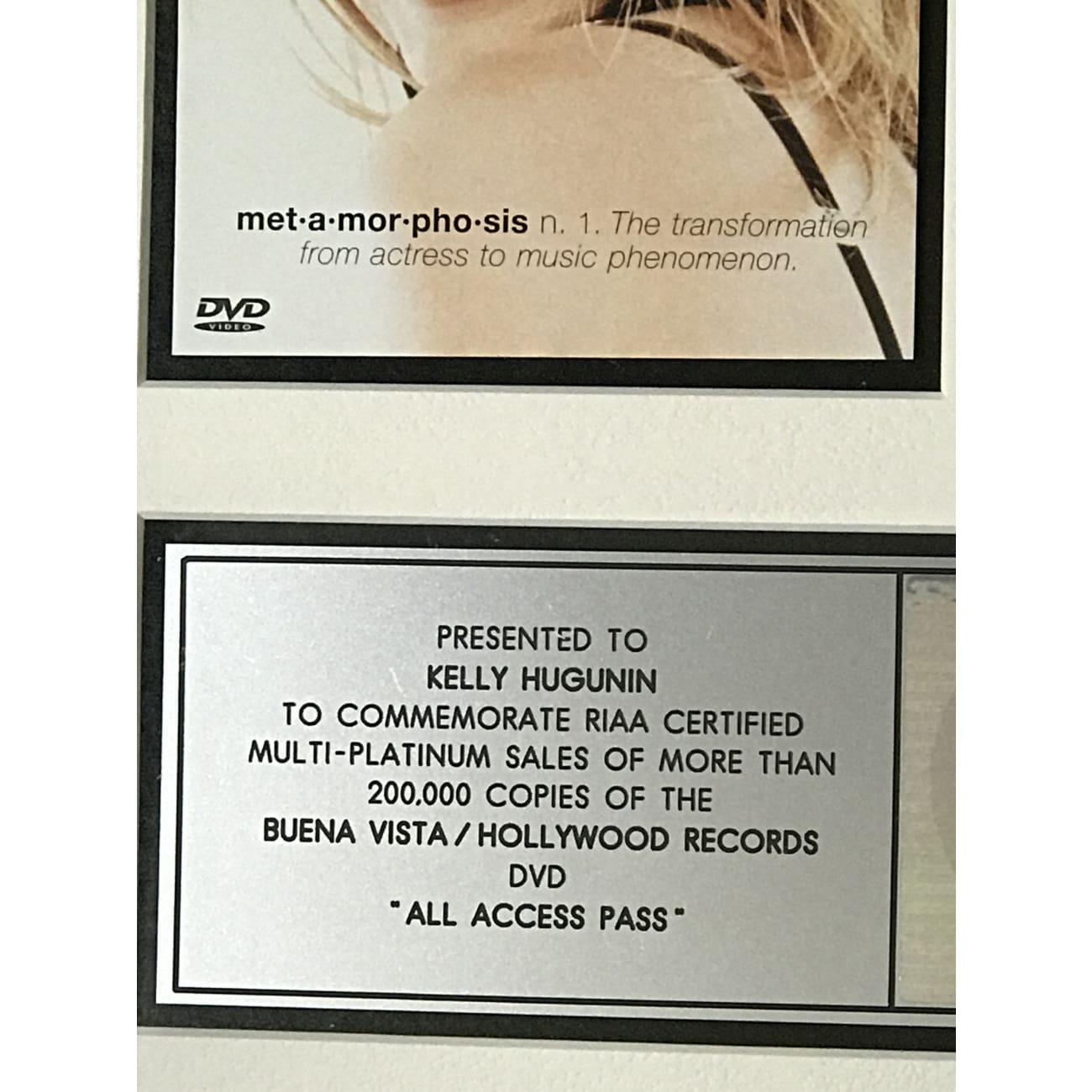 Hilary Duff All Access Pass RIAA Multi Platinum Video Award - Exclusive Collectible Music Memorabilia for Fans and Display