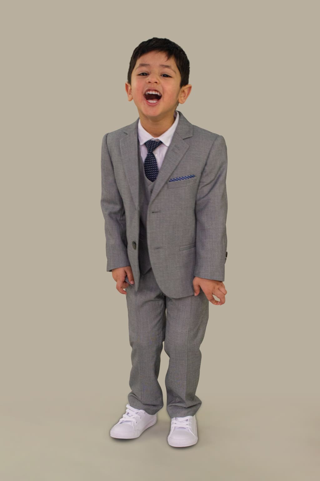 Cavani Reegan Boys 3-Piece Grey Slim Fit Suit for Formal Events, Weddings & School Pictures | Kids Dress Suit with Vest & Pants