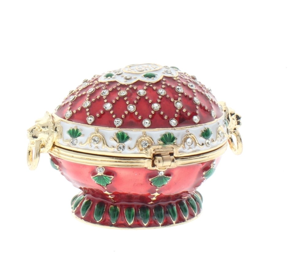 Vintage Collectible Egg Trinket Box with Stand - Hand-Painted Decorative Jewelry Storage for Home Display & Gift Giving