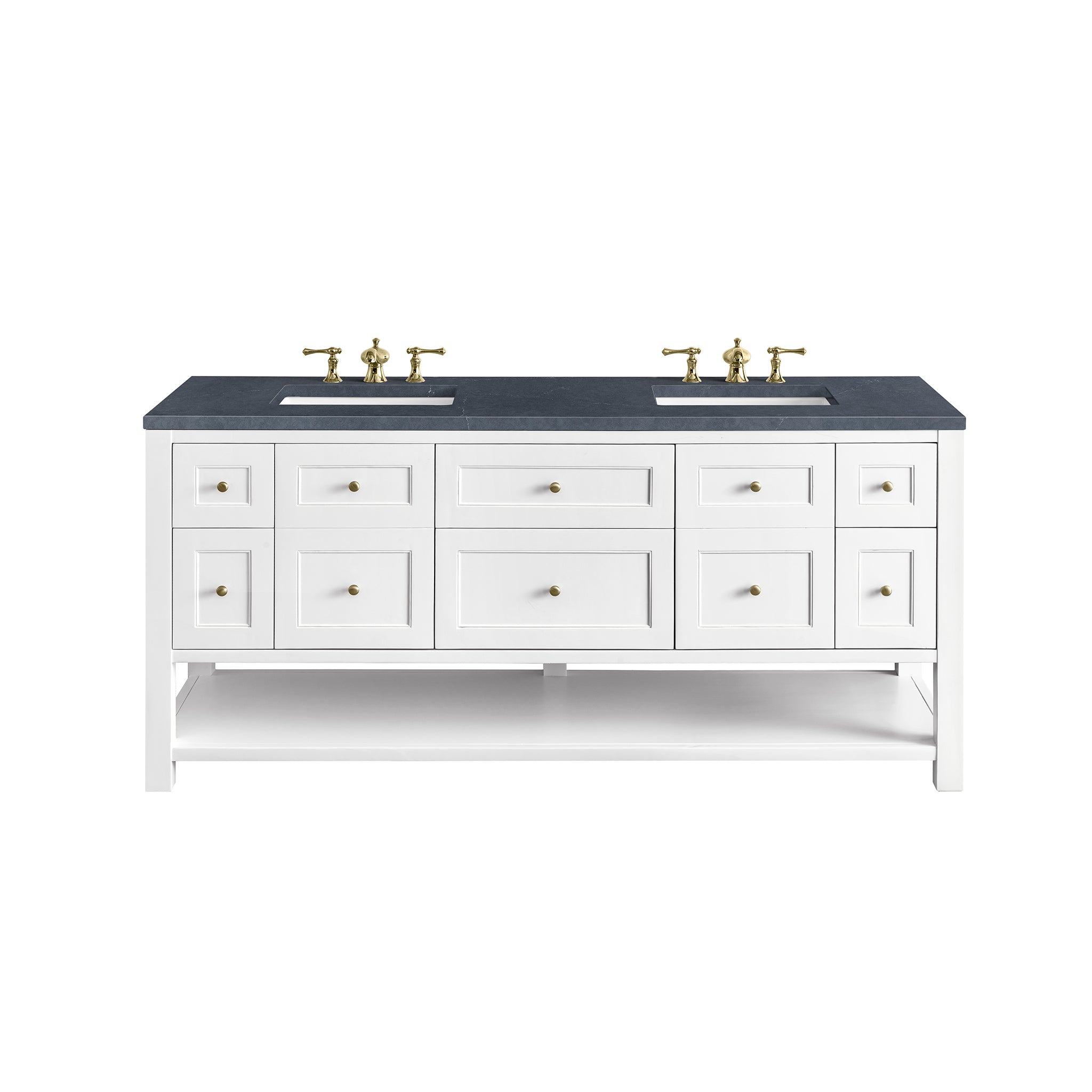 Breckenridge 72-Inch Double Vanity with 3CM Charcoal Soapstone Top in Bright White - Perfect for Modern Bathroom Renovations & Master Suite Upgrades